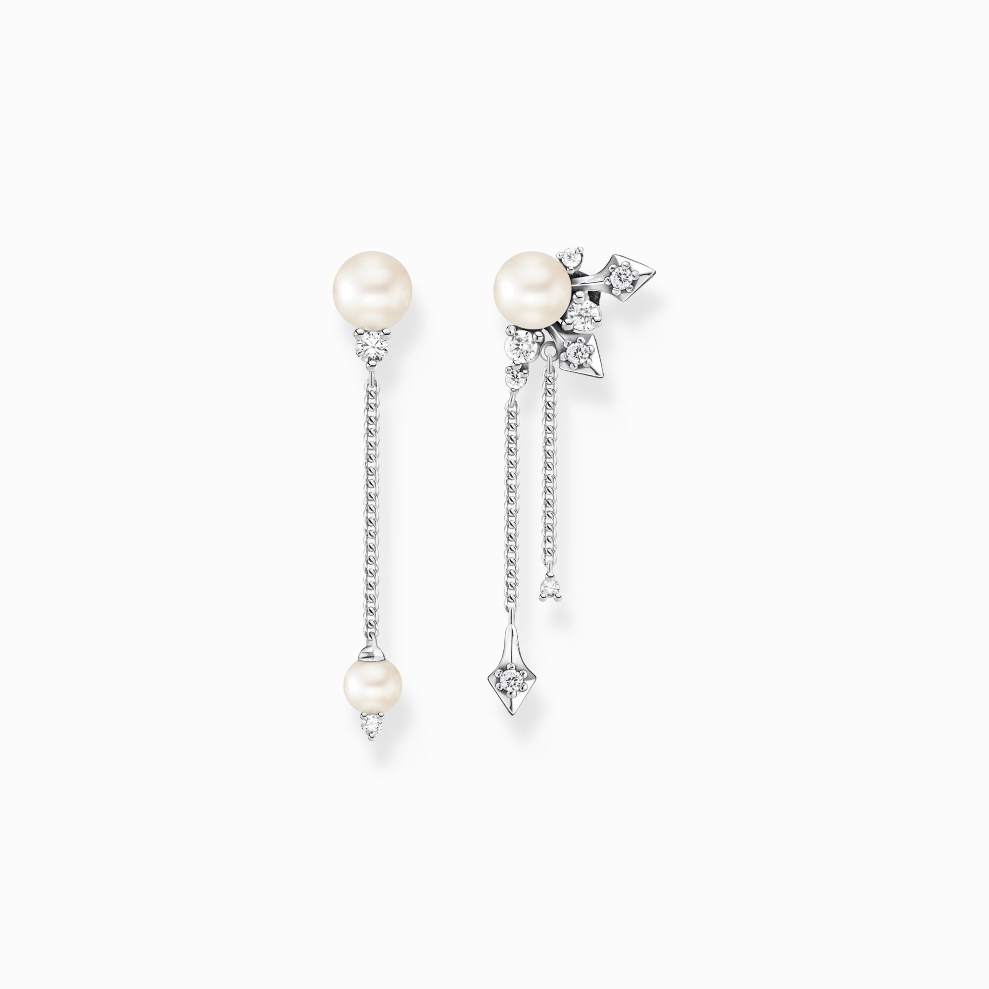 Earrings pearl with winter sun rays silver from the  collection in the THOMAS SABO online store