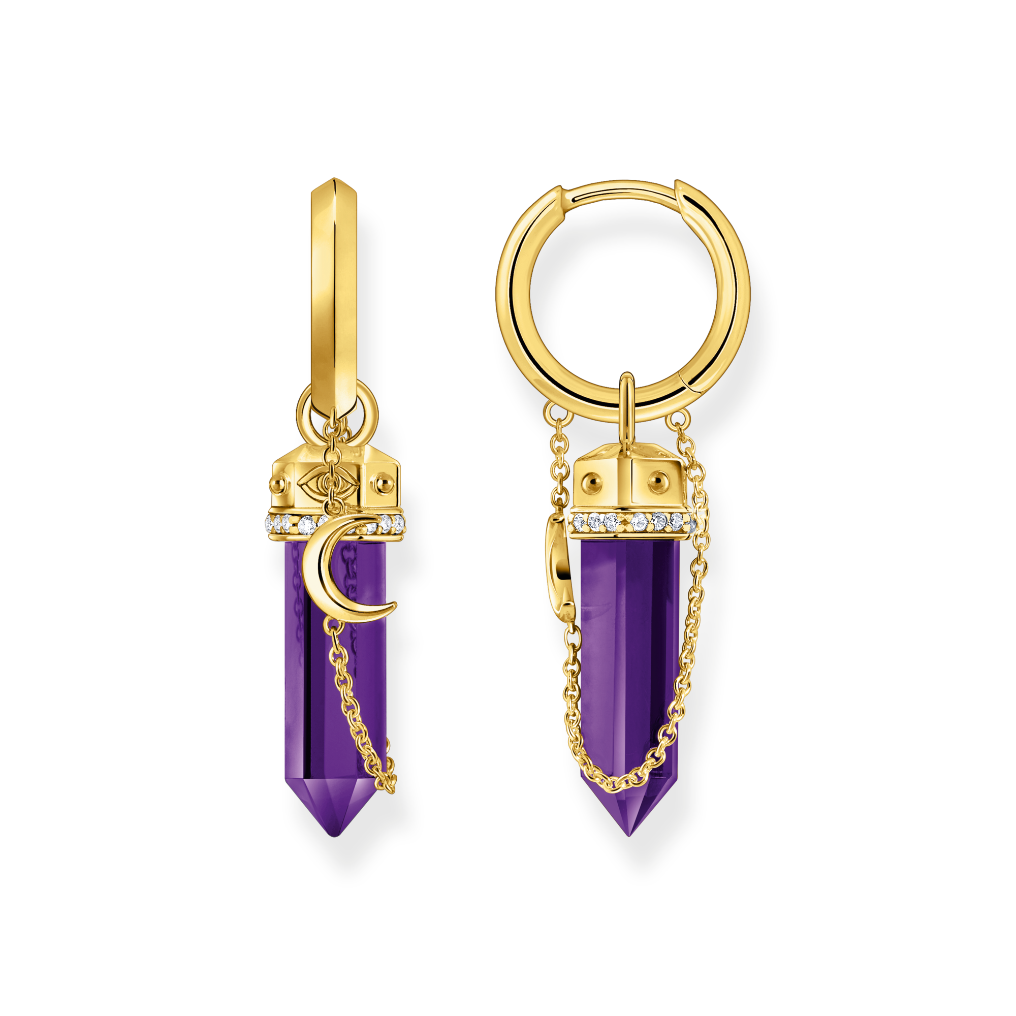 Thomas Sabo Creolen mit Anhänger aus imitiertem Amethyst vergoldet violett CR722-414-13