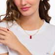 Cadena de eslabones con ba&ntilde;o de oro, colgante de Osito de Oro rojo y perlas de la colección Charming Collection en la tienda online de THOMAS SABO