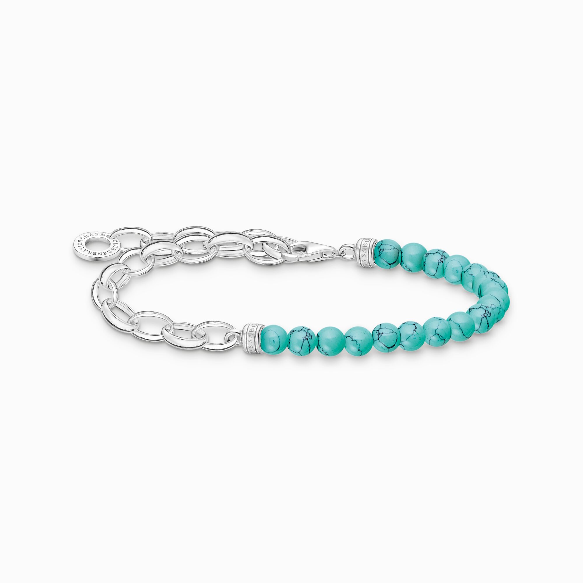 Charm bracelet with turquoise beads and chain links silver from the Charm Club collection in the THOMAS SABO online store