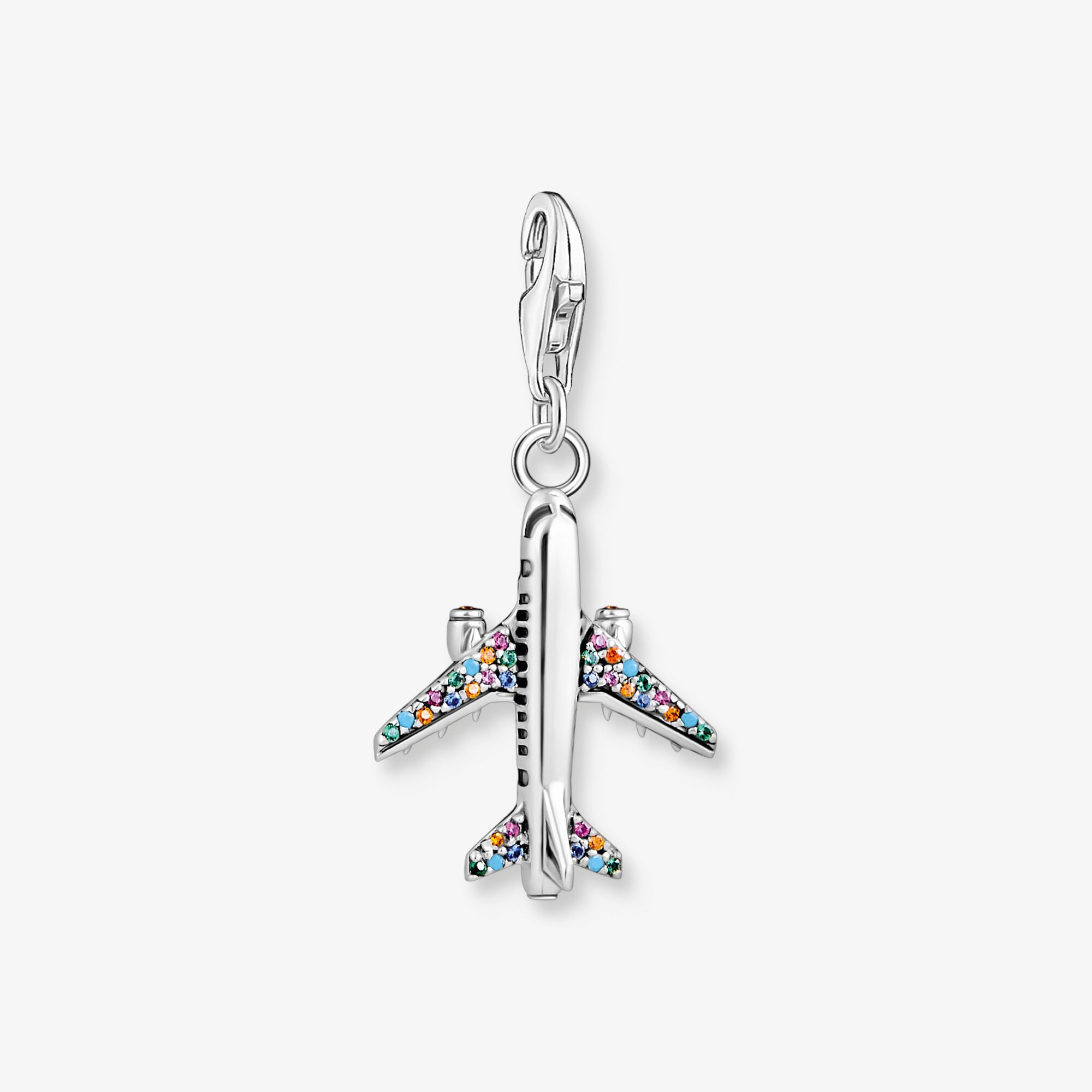 THOMAS SABO Charm-hängsmycke med färgglad flygplan silver, argento Sterling 925, niellato, Storlek: one size, för damer