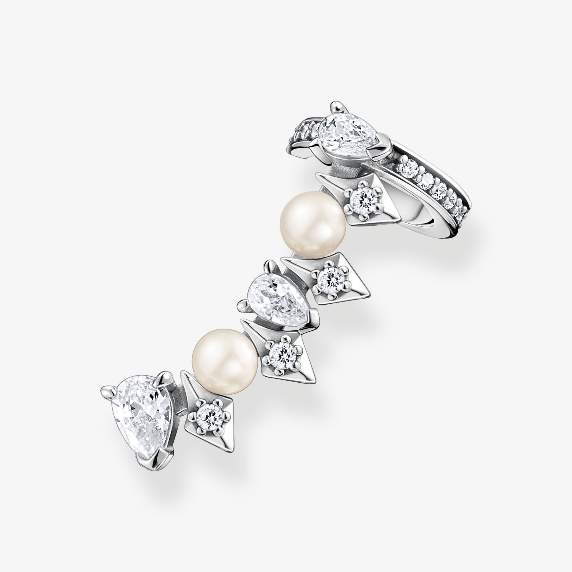 THOMAS SABO Stiftörhängen individuellt pärlor och iskristaller silver, 925 sterlingsilver, Storlek: one size, för damer