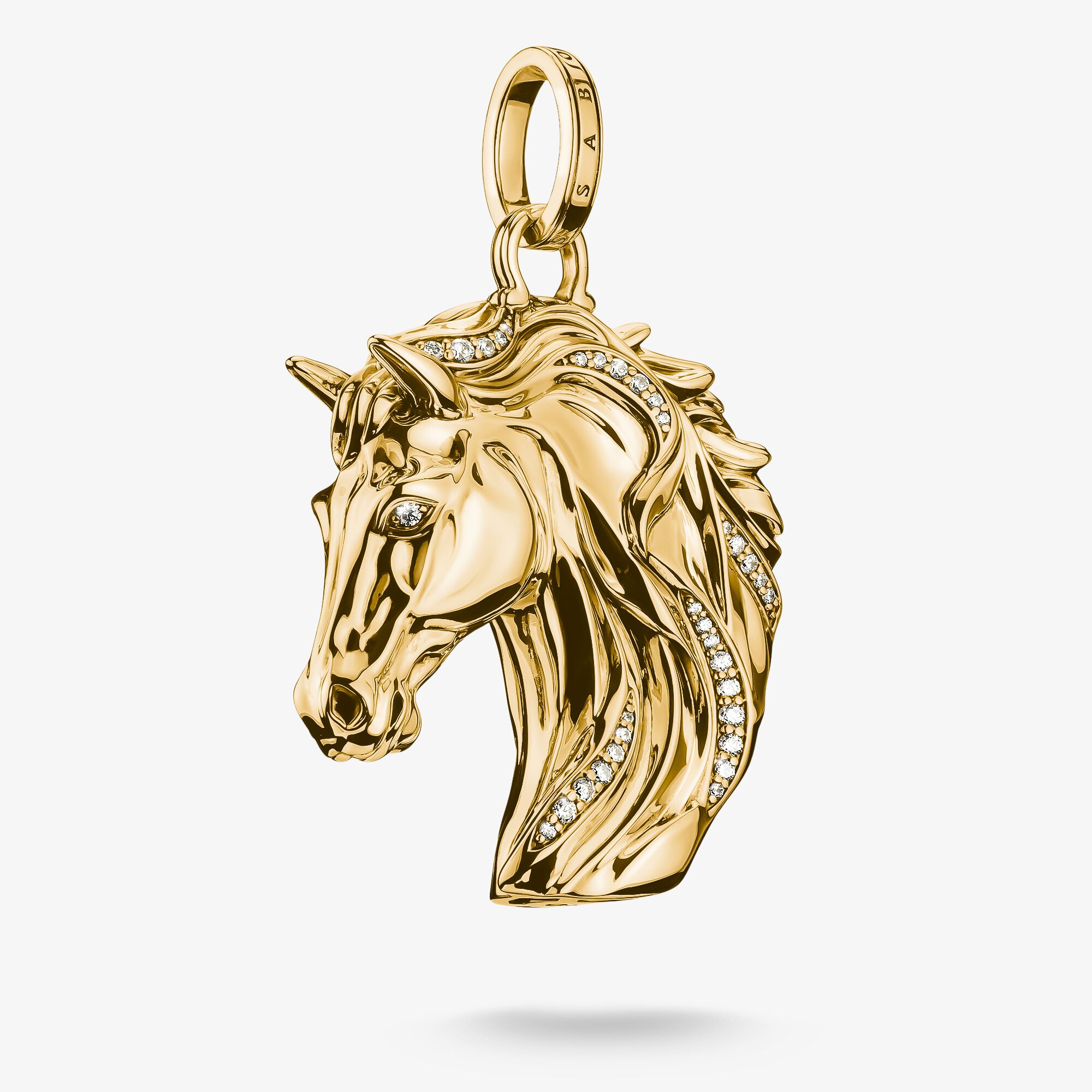 THOMAS SABO Elyndra Cheval Pendentif zirconia Plaqué or 18 carats, Argent sterling doré or jaune, Taille: one size, femme