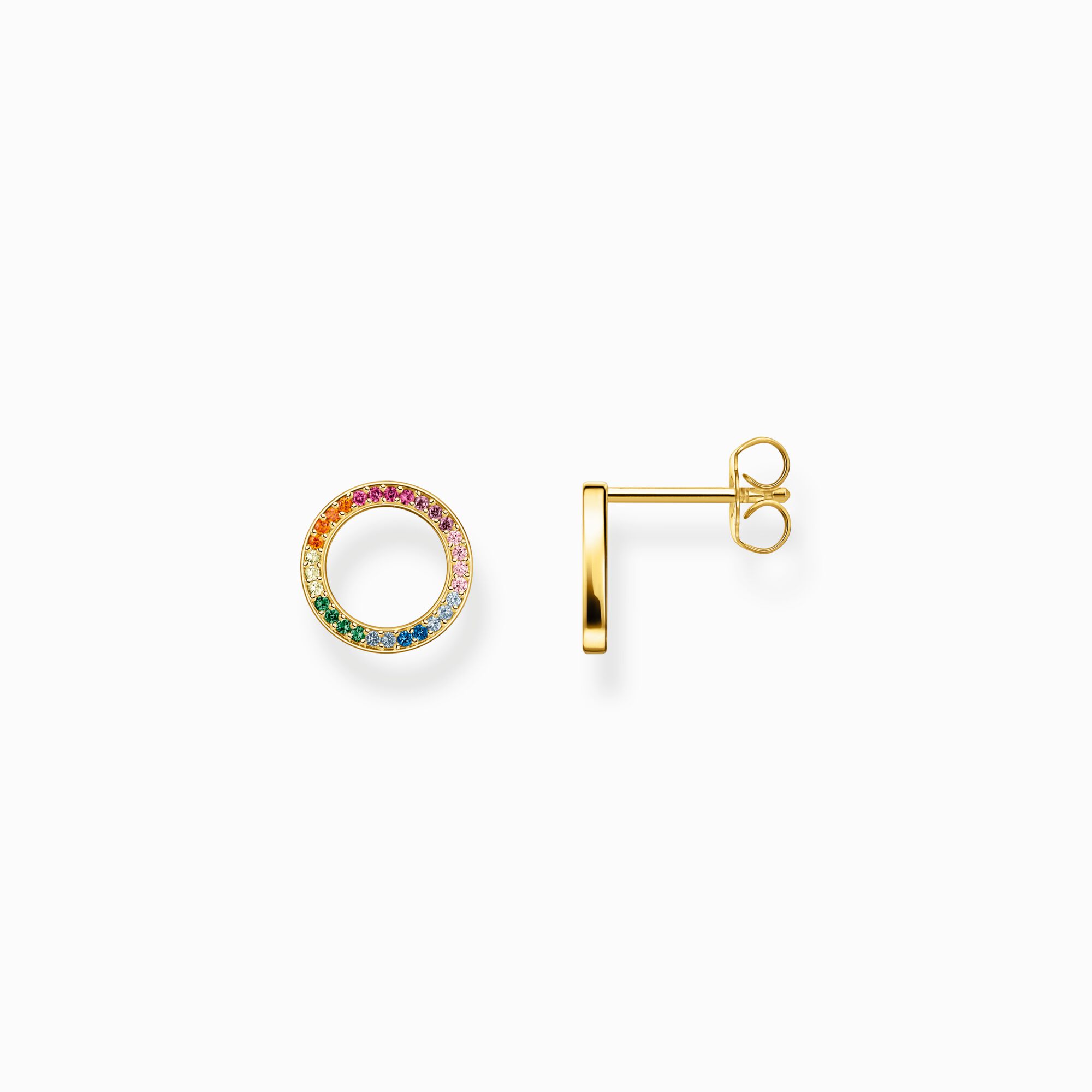 Gold plated ear studs Together THOMAS coloured with round SABO | stones