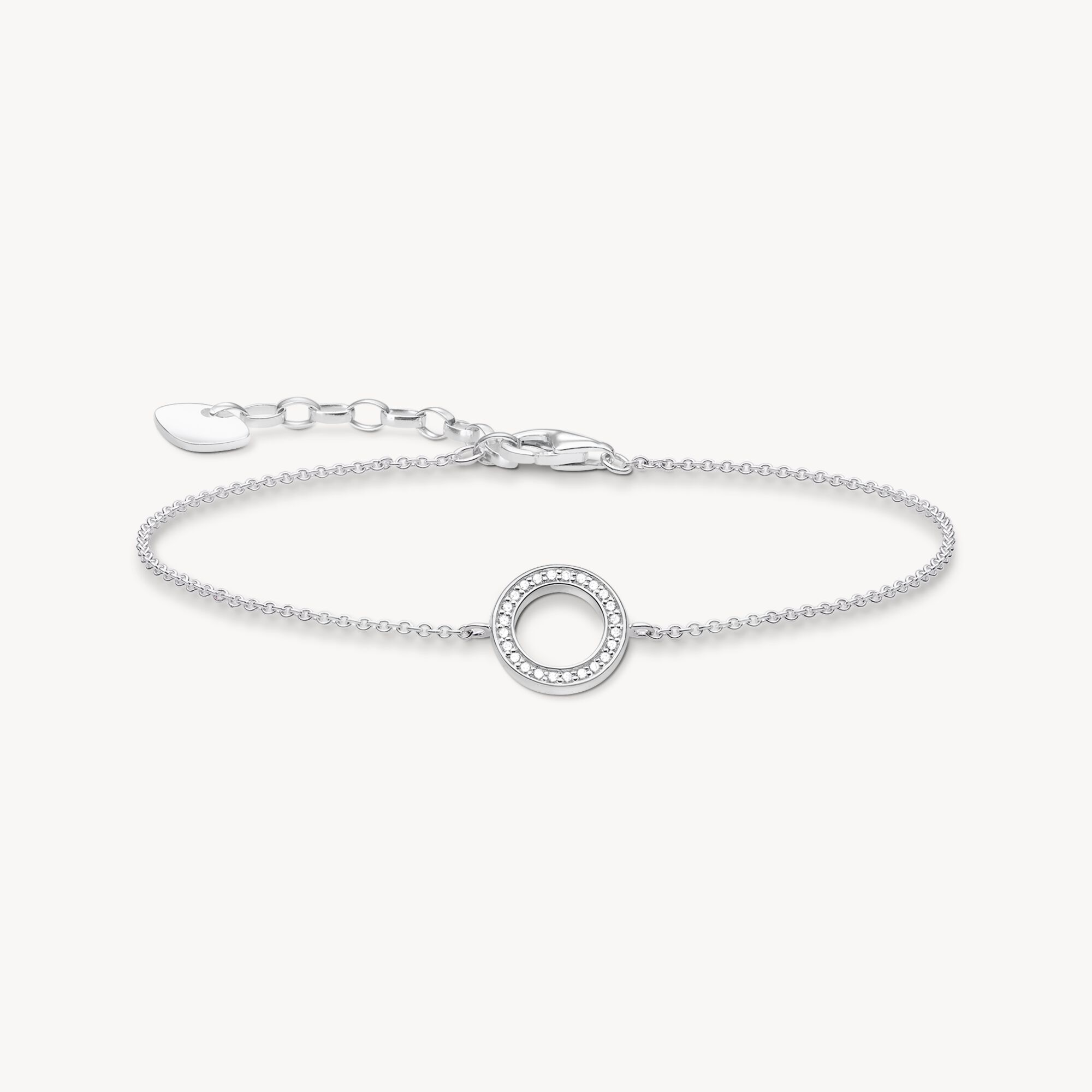 Inspired Silver Circle Charm For Bracelets – Sterling Silver Plated With Cubic Zirconia Stones
