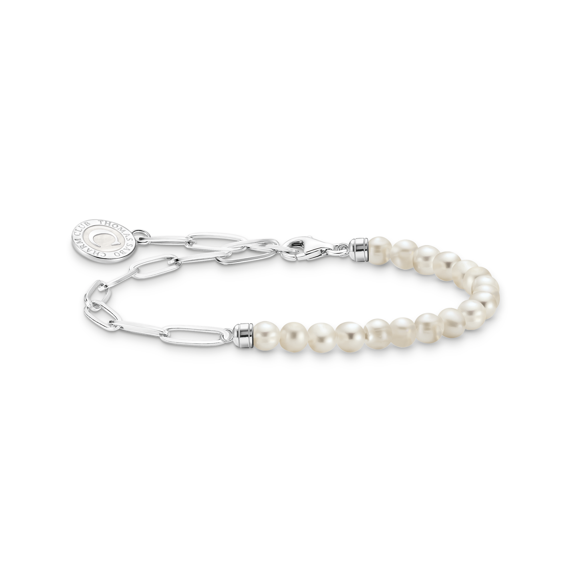 Thomas Sabo Charm-Armband mit weißen Perlen und Coin Silber weiß A2129-158-14-L13V