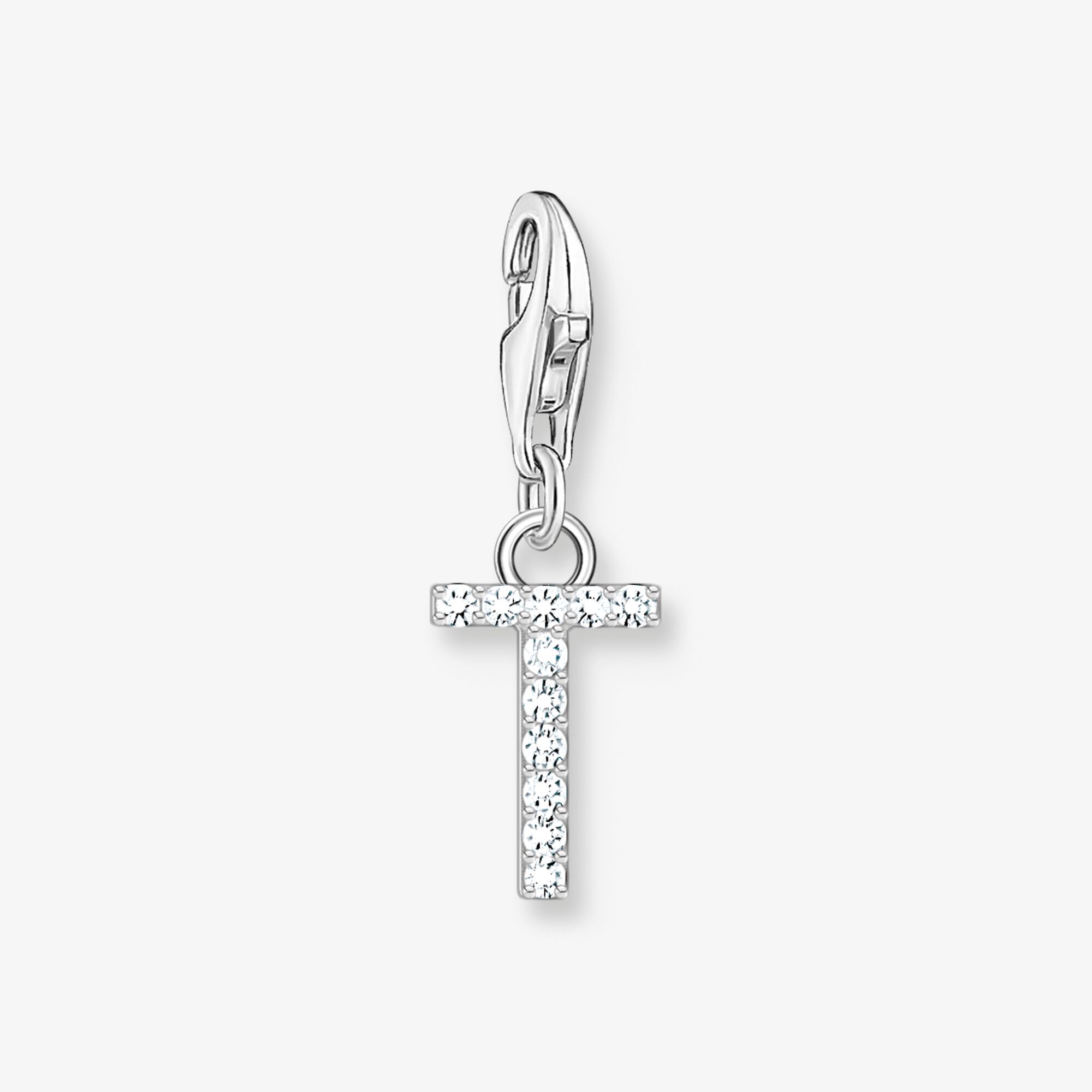 THOMAS SABO Pendentif Charm lettre T avec pierres blanches argent Argent sterling, Taille: one size, pour femme
