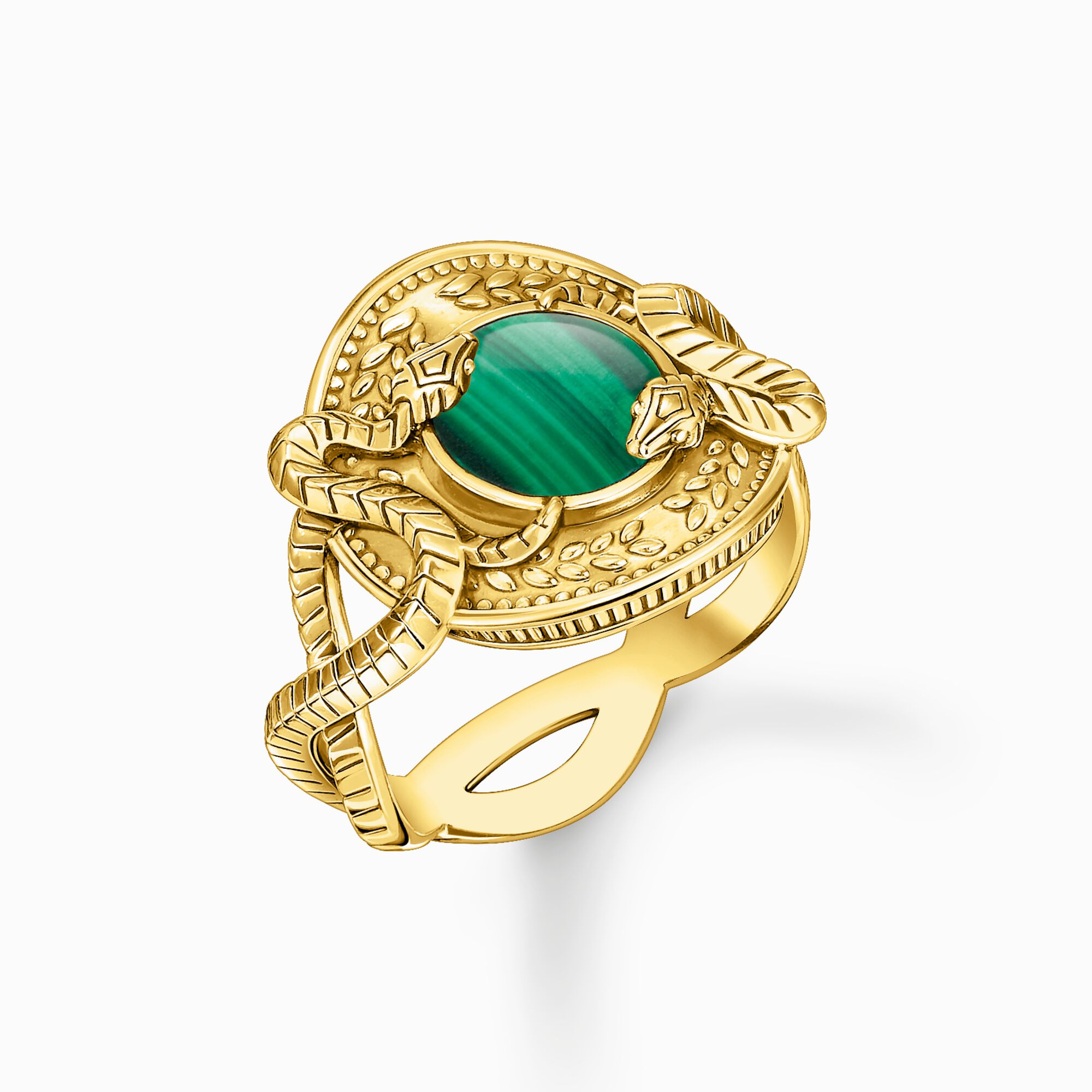 Bague serpent avec malachite verte plaqu&eacute; or de la collection  dans la boutique en ligne de THOMAS SABO