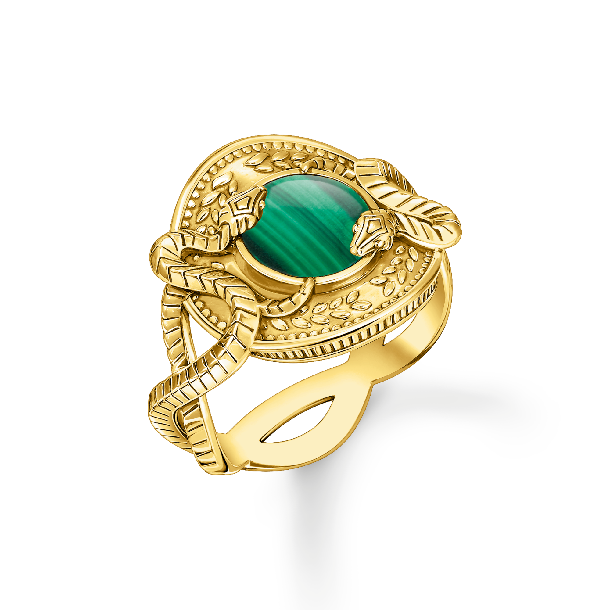 Thomas Sabo Ring Schlange mit grünem Malachit vergoldet mehrfarbig TR2425-413-7-56