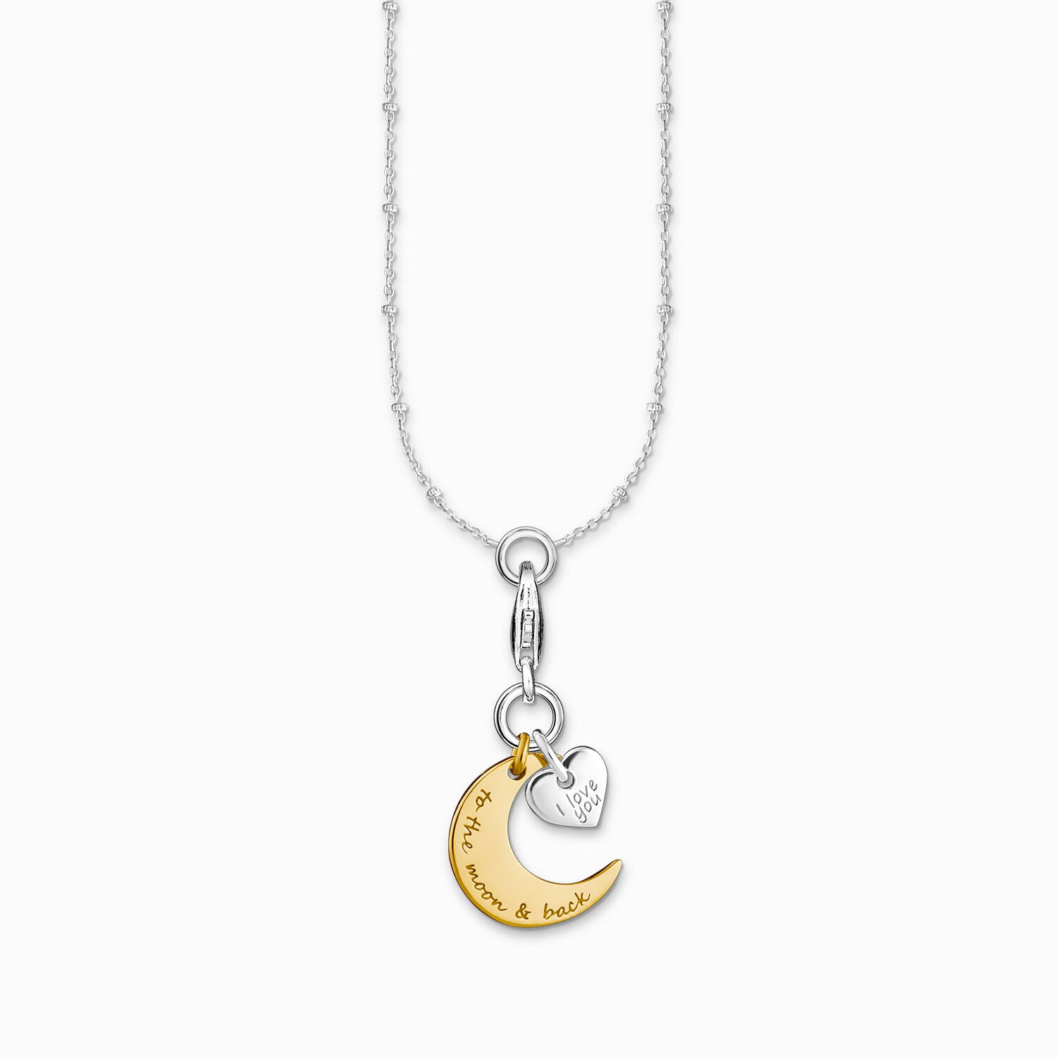 Cha&icirc;ne Charm lune et c&oelig;ur i love you to the moon &amp; back de la collection Charm Club dans la boutique en ligne de THOMAS SABO