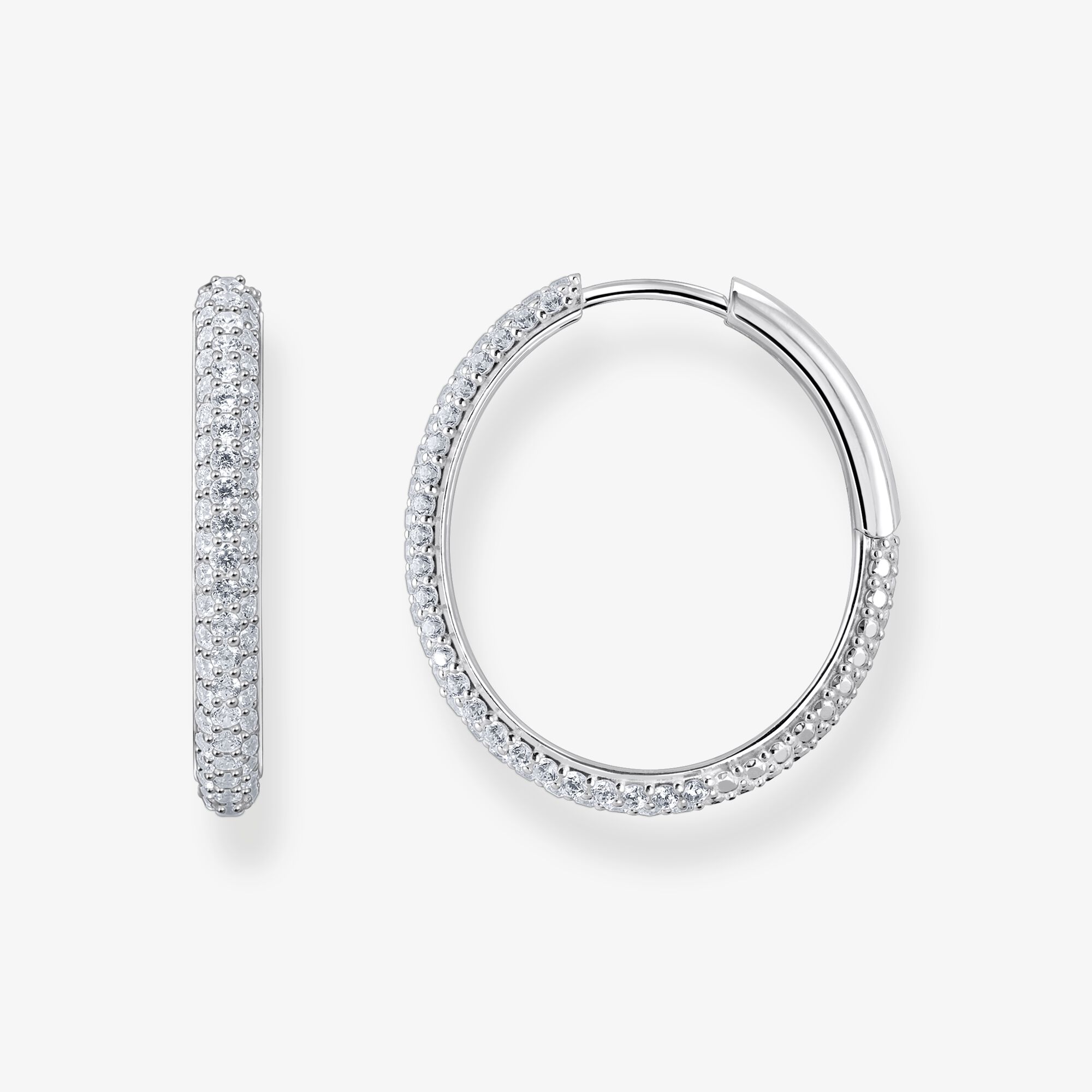 THOMAS SABO Stora tunna örhängen i silver med vit zirkonia, 925 sterlingsilver, Storlek: one size, för damer