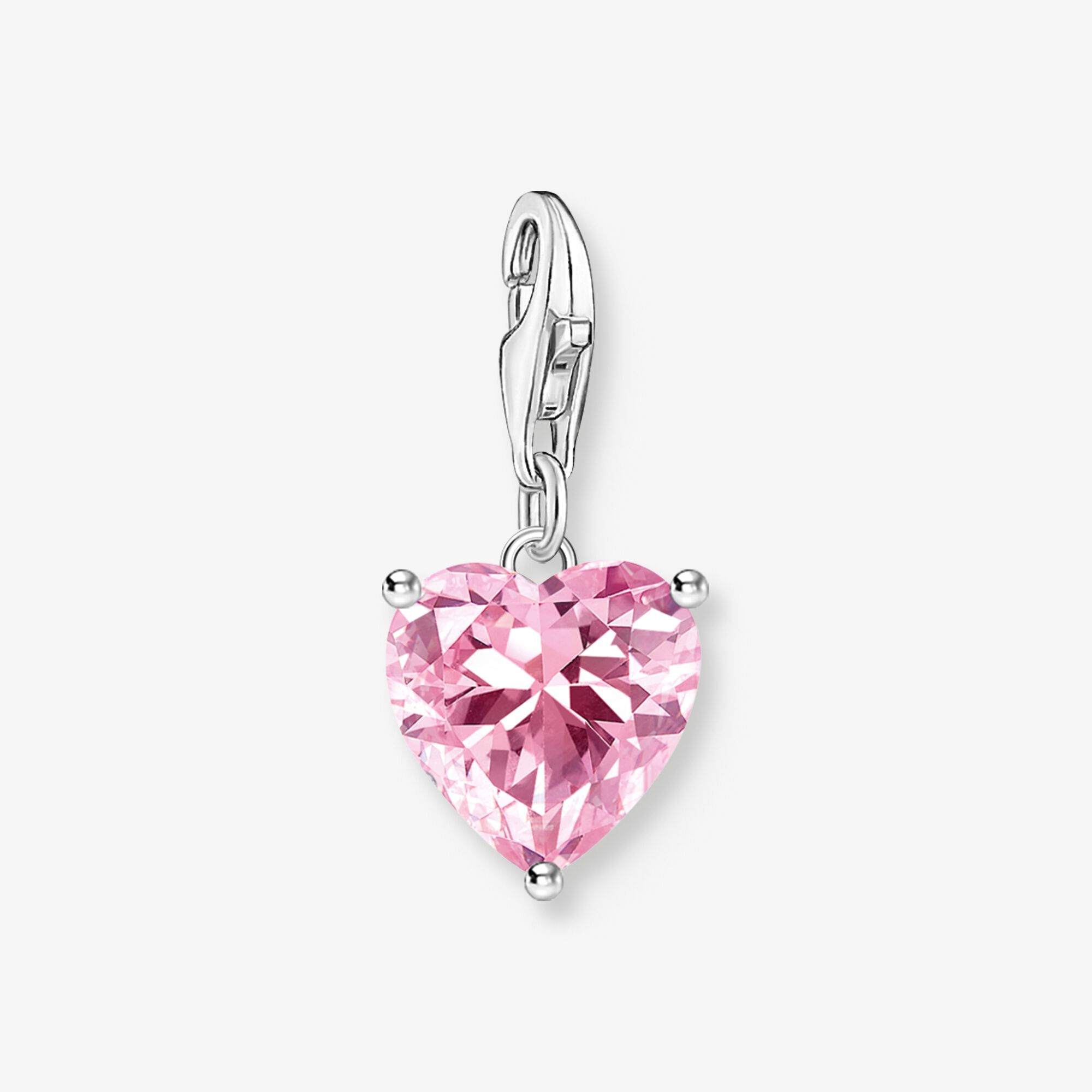 THOMAS SABO Pendentif Charm cœur avec pierre rose Argent, Argent sterling, Taille: one size, femme