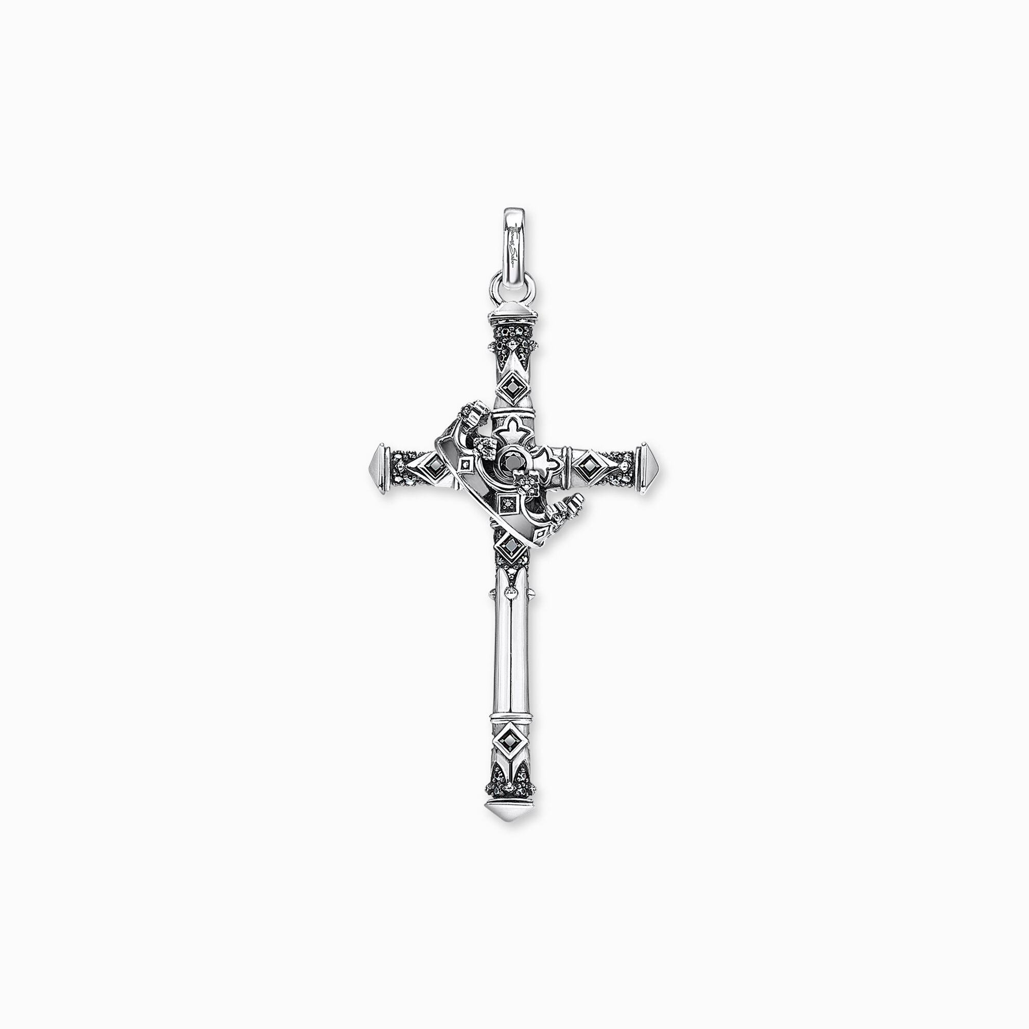 SABO THOMAS – Krone: Kreuz & Kettenanhänger geschwärztes Silber