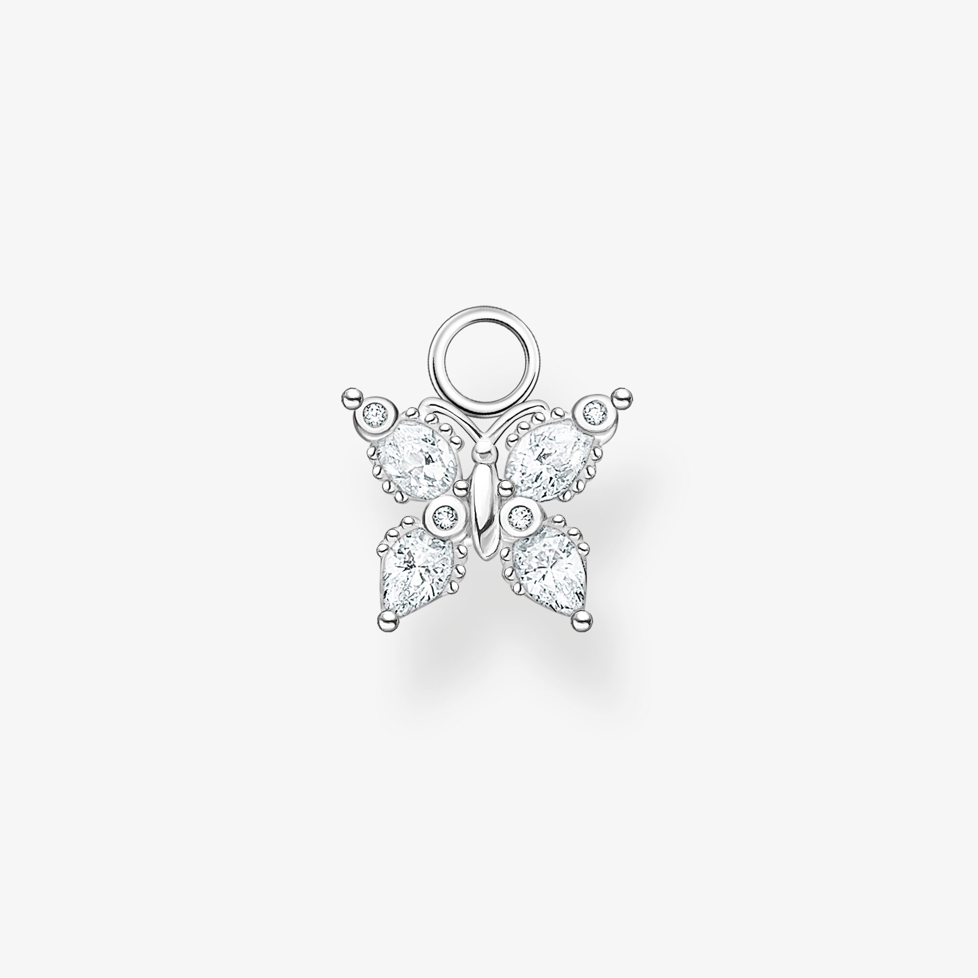 THOMAS SABO Pendentif pour boucle d'oreille unique papillon pierres blanches, Argent sterling, Taille: one size, femme