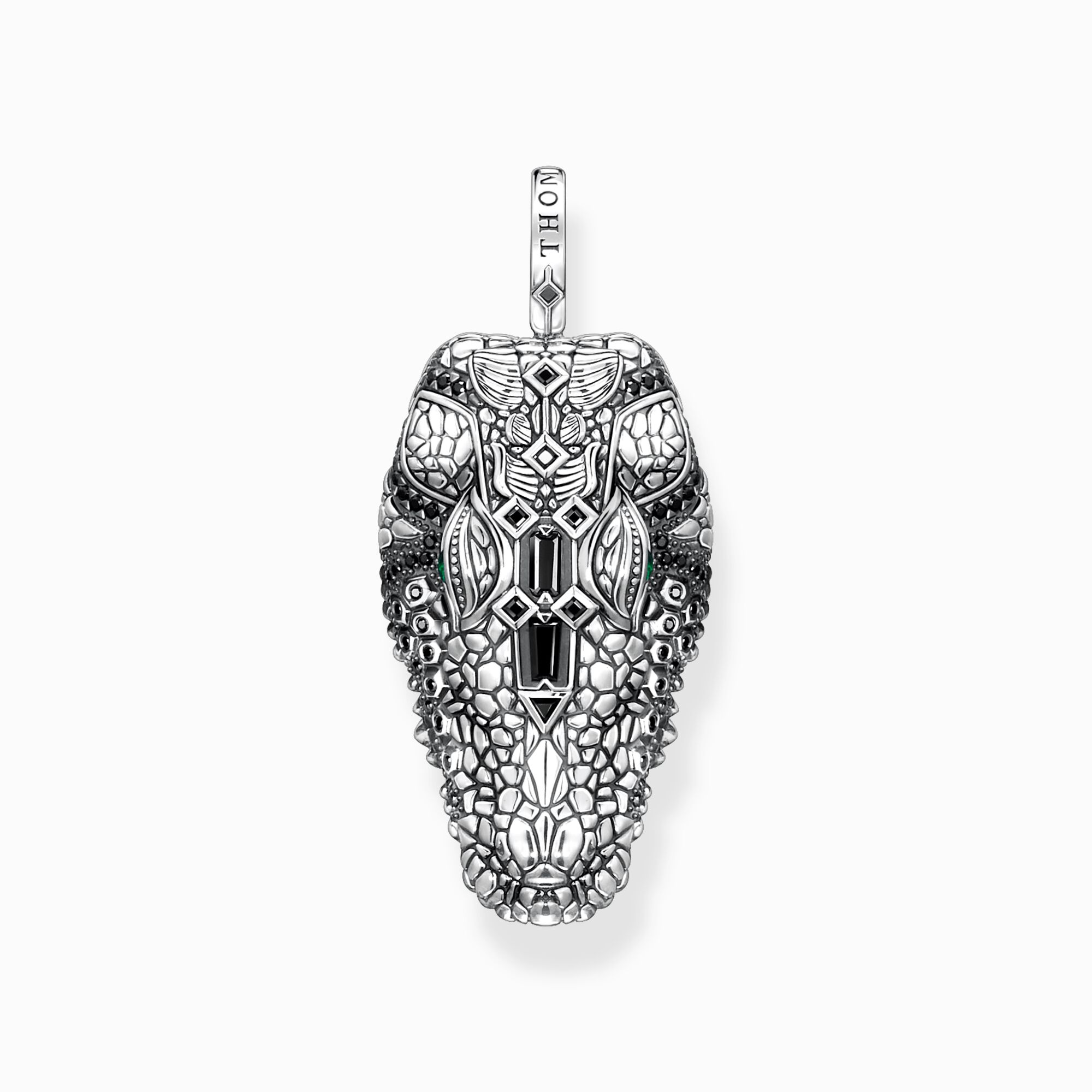 Blackened silver pendant crocodile head with black and green stones from the  collection in the THOMAS SABO online store