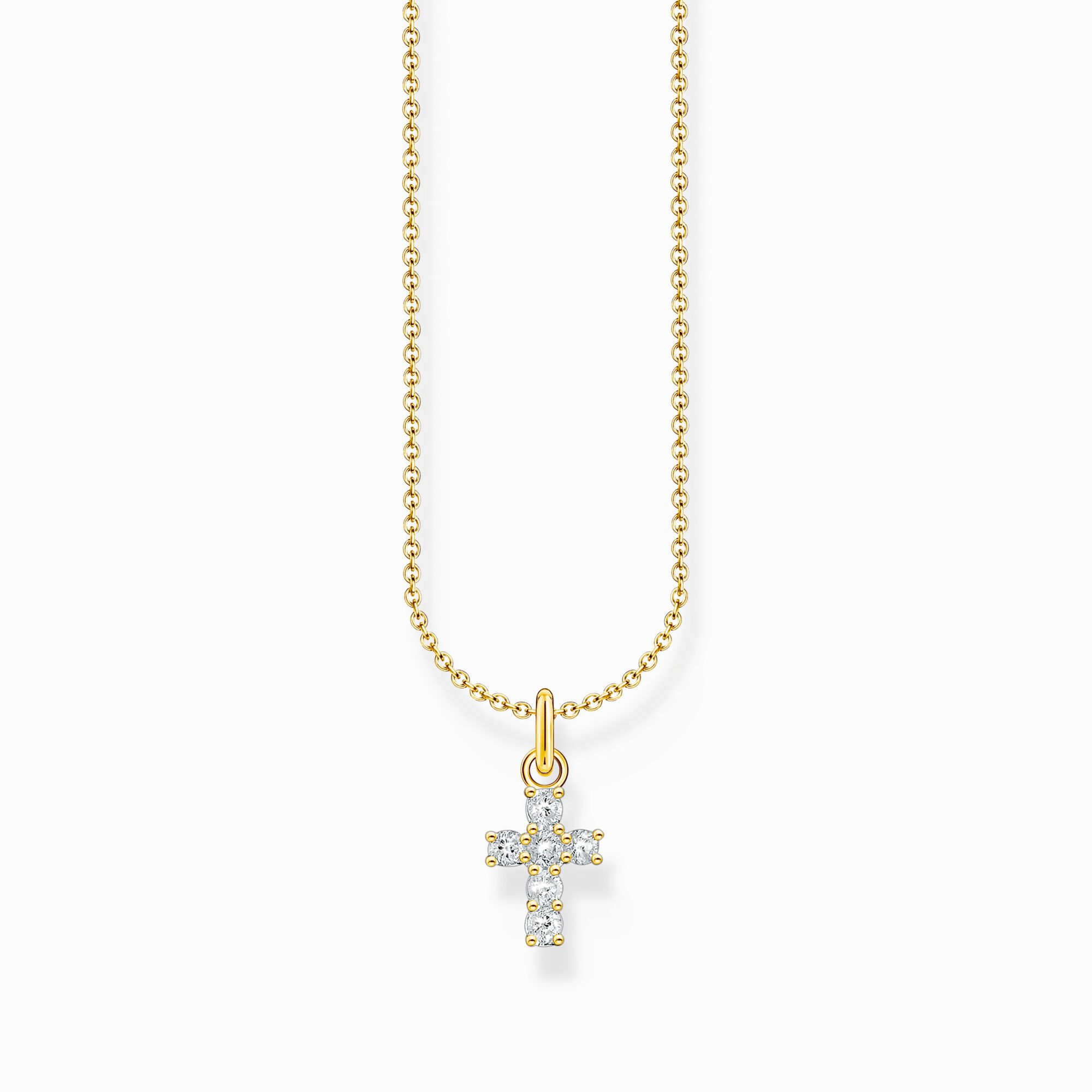 Gold-plated necklace with cross pendant with white zirconia from the Charming Collection collection in the THOMAS SABO online store