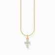 Cadena con ba&ntilde;o de oro y colgante de cruz blanca de la colección Charming Collection en la tienda online de THOMAS SABO