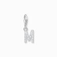 Charm pendant letter M with white stones silver from the Charm Club collection in the THOMAS SABO online store