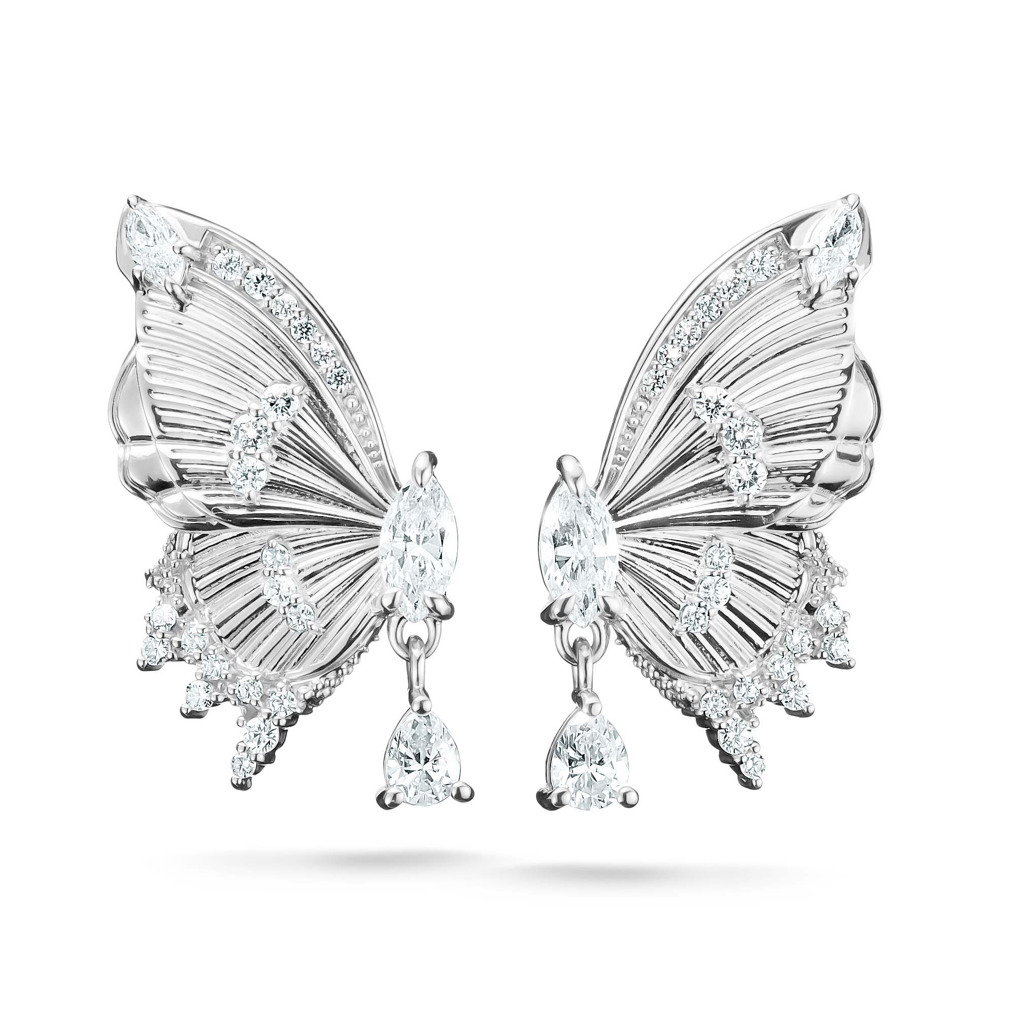 Butterfly Paradise Silver Ear Studs with Zirconia Stones