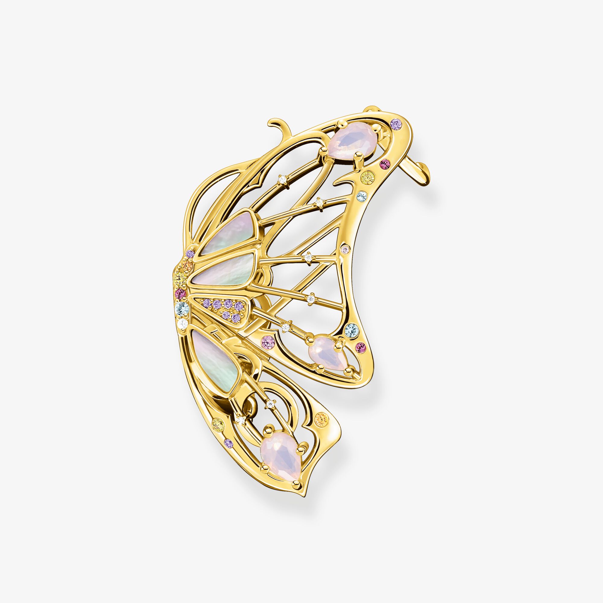 THOMAS SABO Boucle d'oreille unique papillon or, Argent sterling doré or jaune, Taille: one size, femme