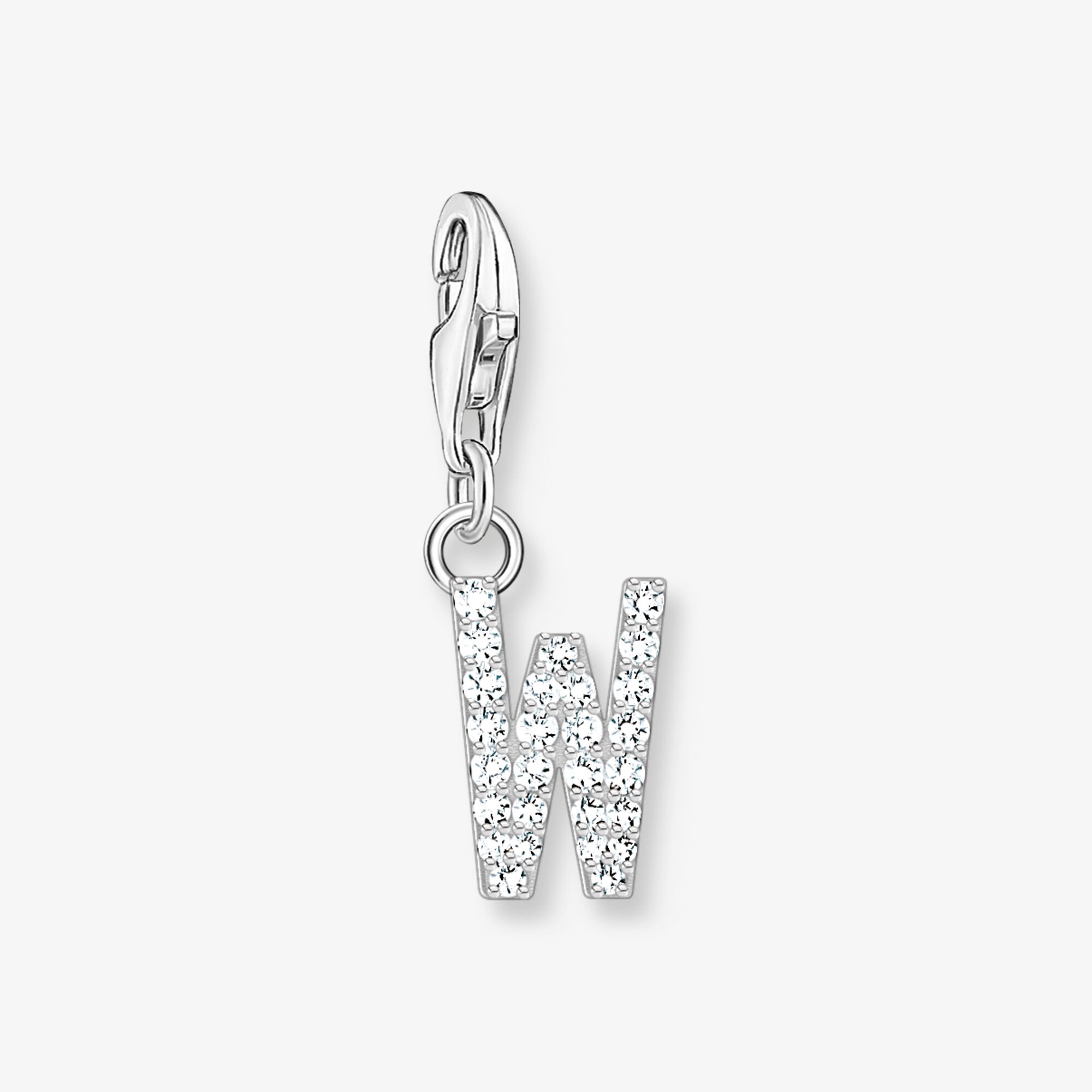 THOMAS SABO Charm-hängsmycke bokstaven W med vita stenar silver, 925 sterlingsilver, Storlek: one size, för damer