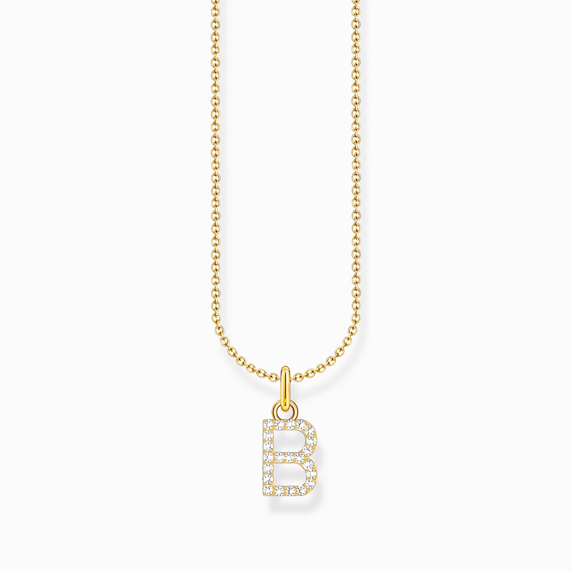 Cadena con ba&ntilde;o de oro y colgante de letra B de la colección Charming Collection en la tienda online de THOMAS SABO