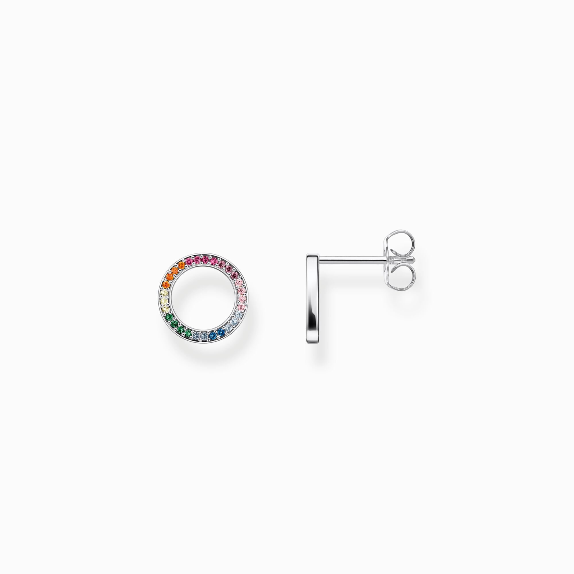 Blackened Silver ear studs Together round with coloured stones | THOMAS SABO