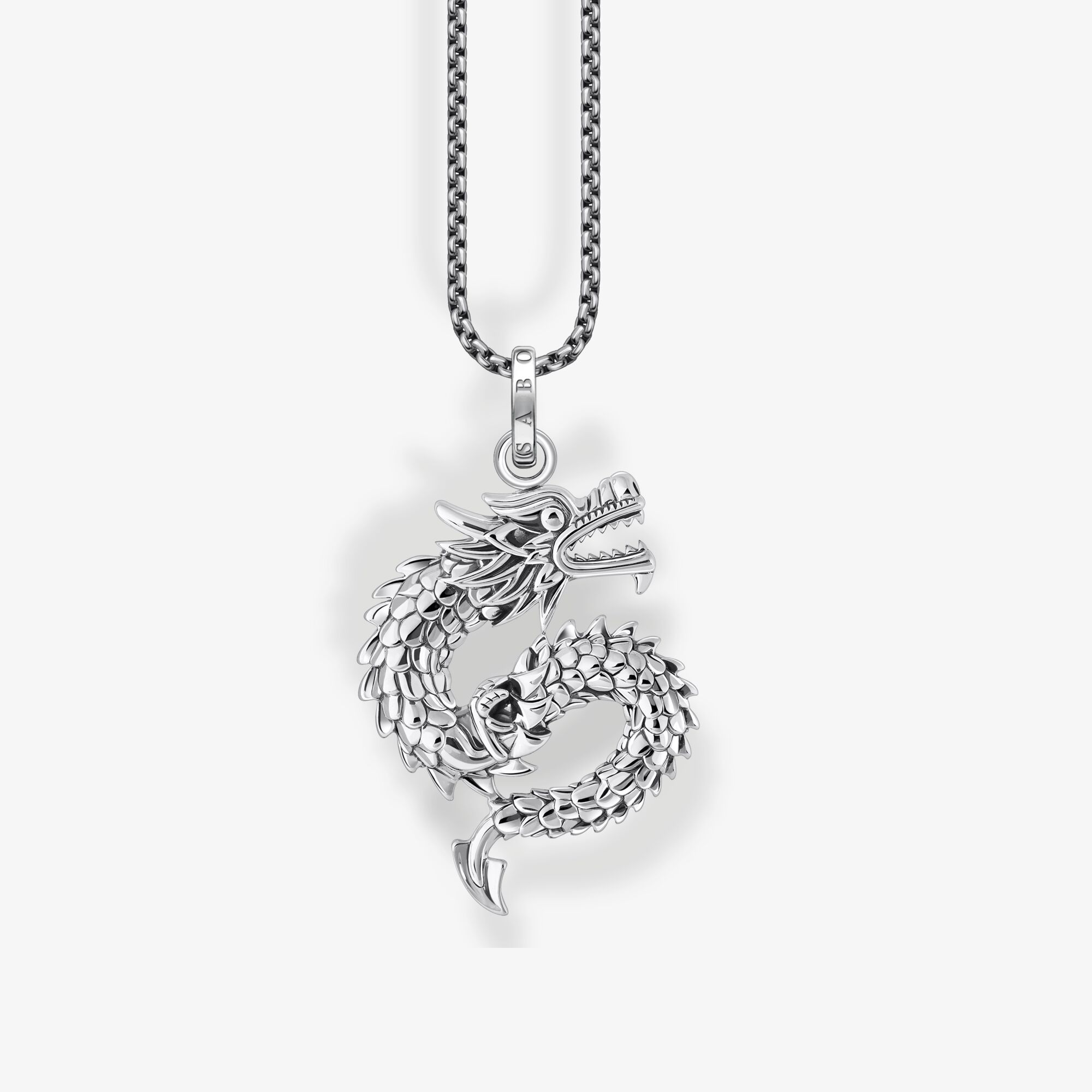 THOMAS SABO Collier en argent noirci avec pendentif dragon Argent Sterling 925‰, noirci, Taille: 50 cm, Unisex