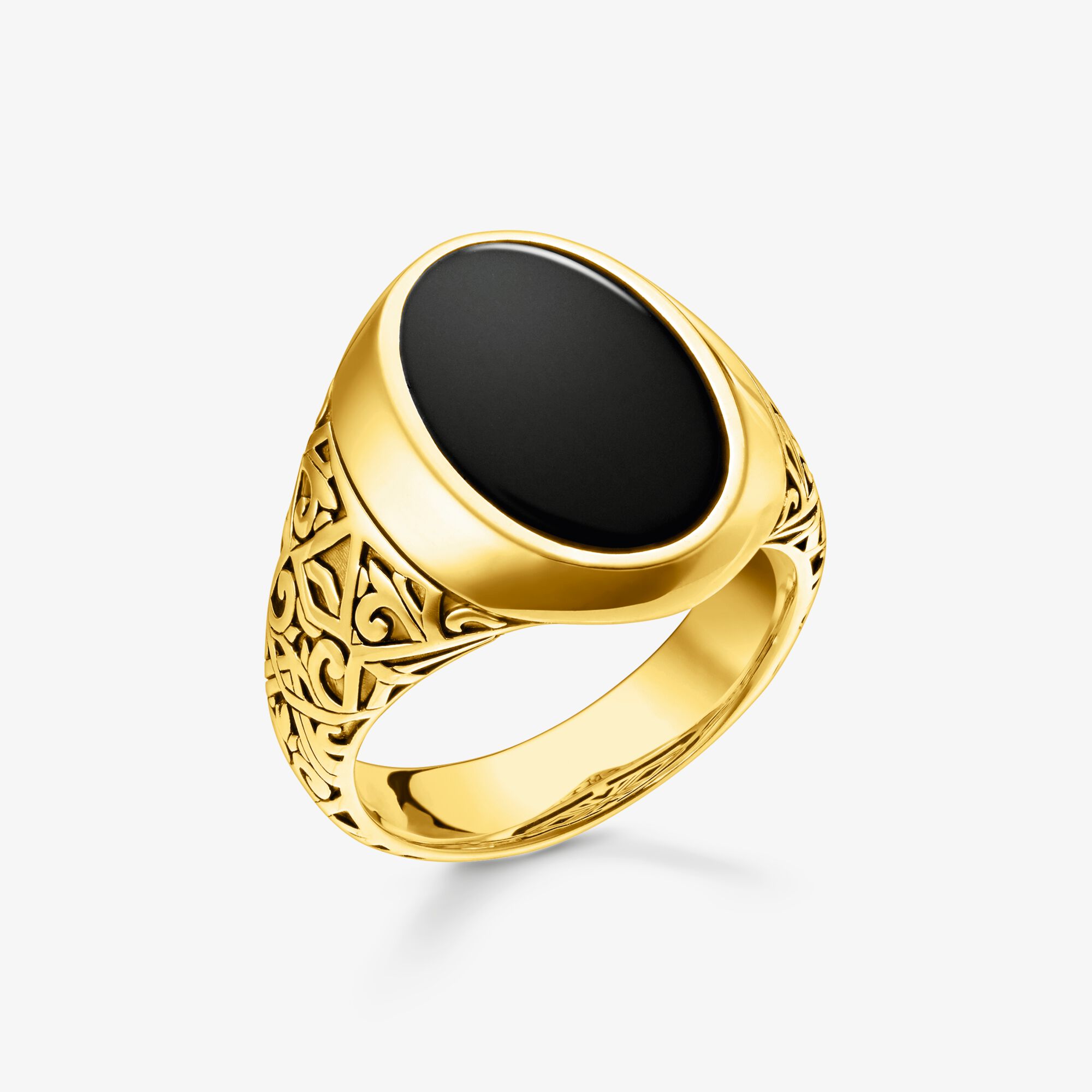 THOMAS SABO Ring svart-guld, 925 sterlingsilver guldpläterat gult guld, Storlek: 54, Unisex