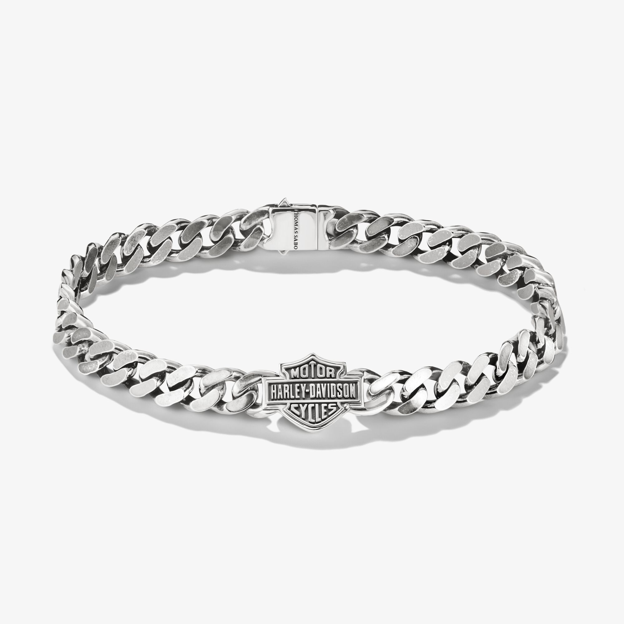 THOMAS SABO Harley-Davidson Panzerarmband Logo 6,9 mm Silber, Sterlingsilber geschwärzt, Größe: 19 cm, Herren