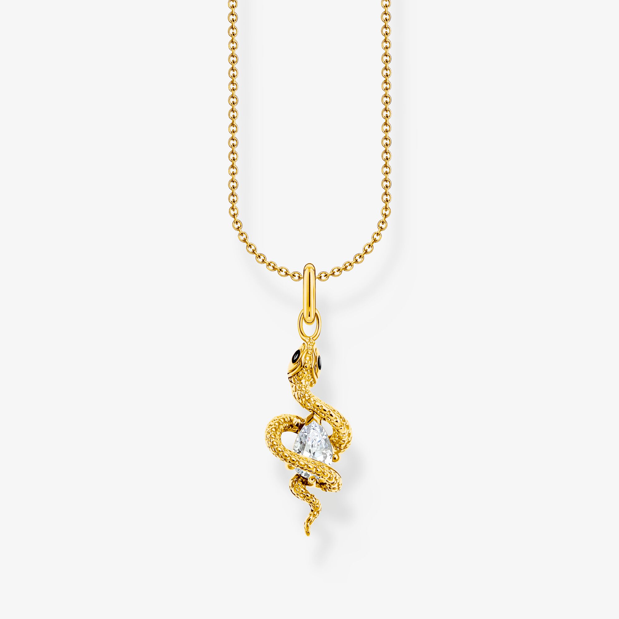 THOMAS SABO Chaîne avec pendentif serpent Tempting Romance plaqué or, Argent sterling doré or jaune, Taille: 45 cm, femme