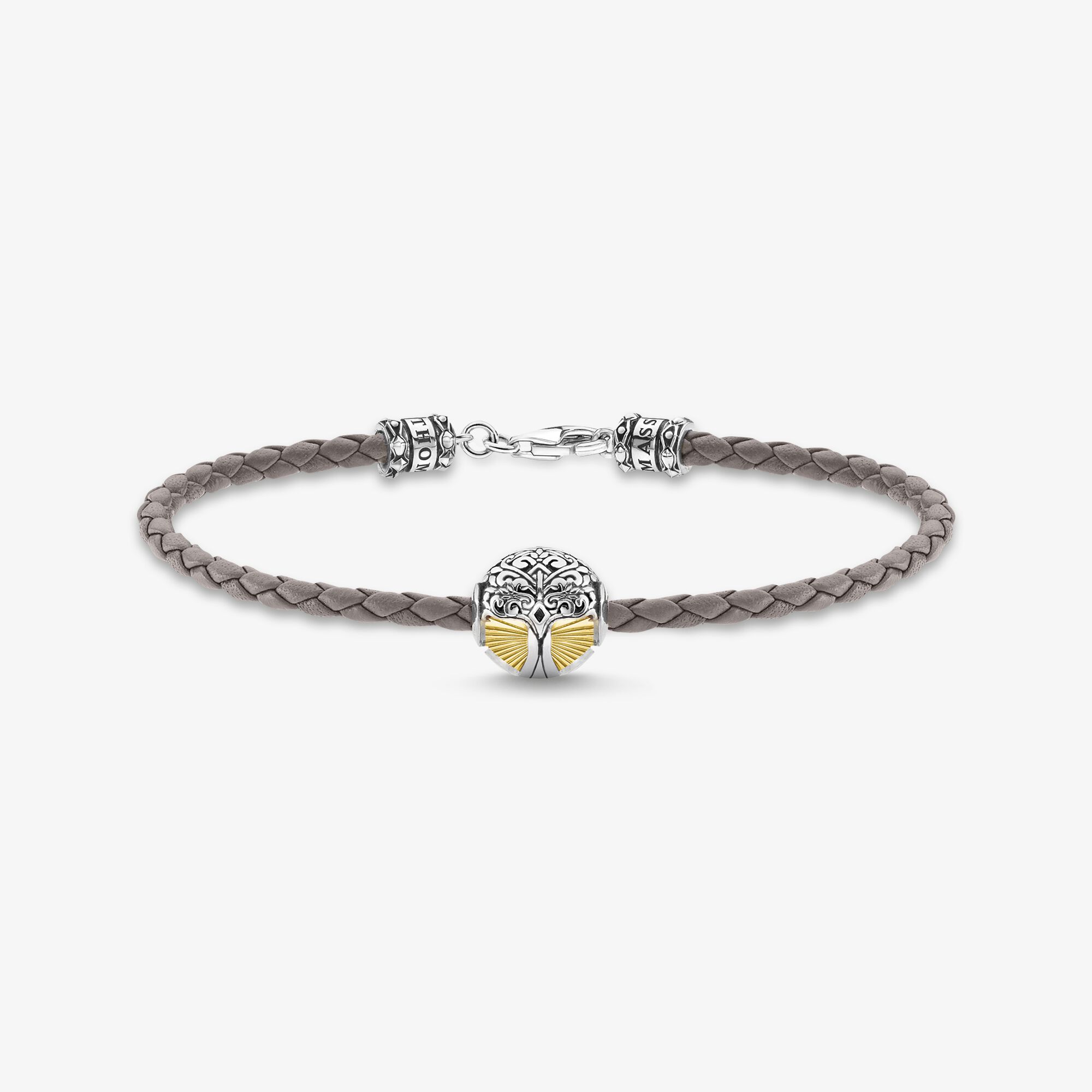 THOMAS SABO Lederarmband grau Baum der Liebe gold, Sterlingsilber | Leder, Größe: 17 cm, Unisex