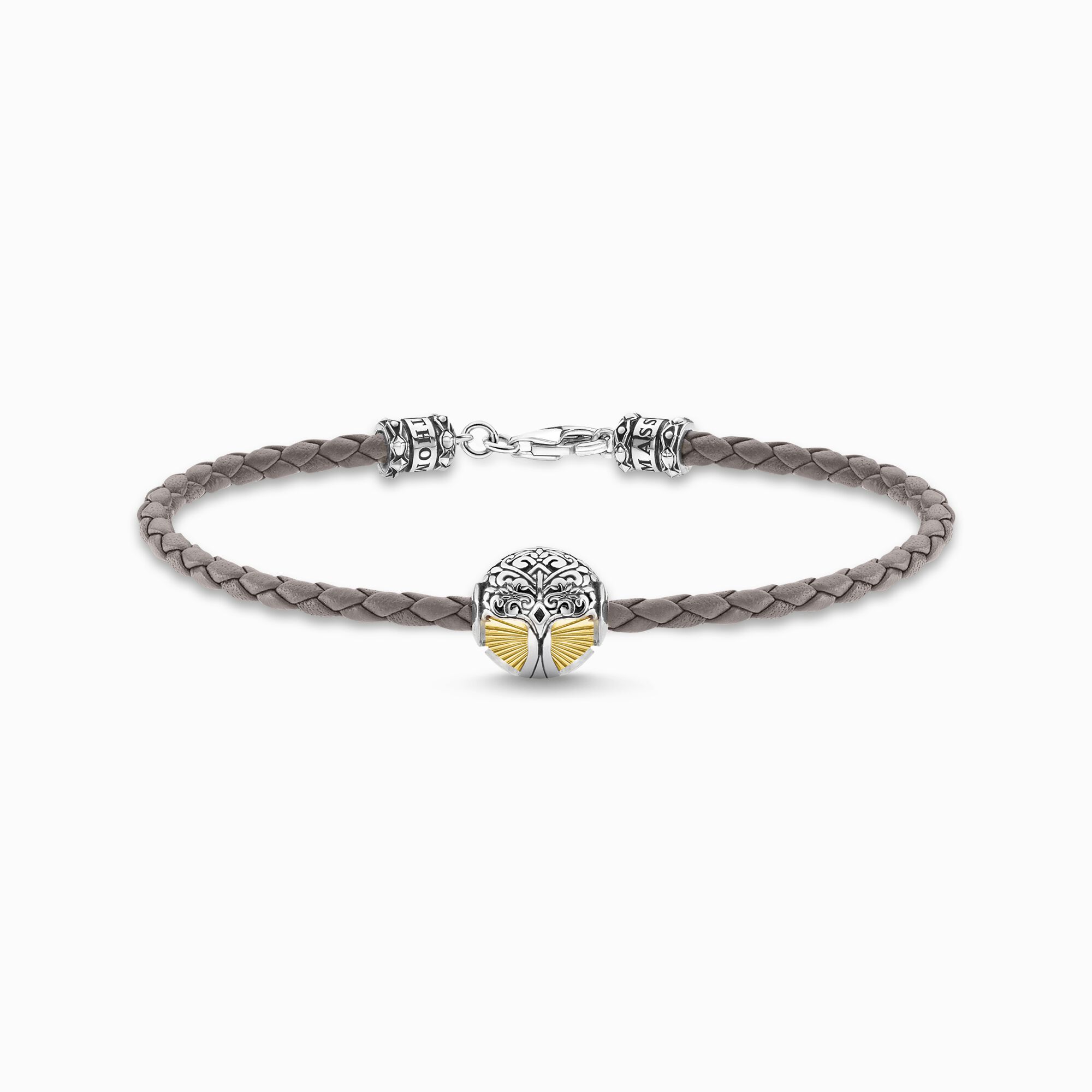 Leather bracelet grey Tree of Love gold from the  collection in the THOMAS SABO online store