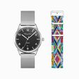 Set Code TS black watch and coloured graphic pattern strap from the  collection in the THOMAS SABO online store