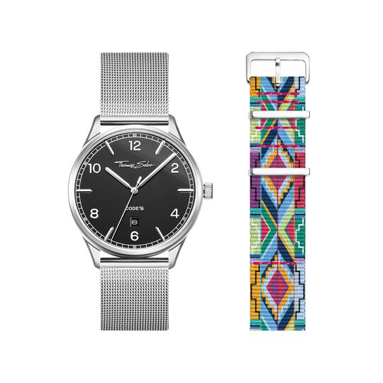 Set Code TS montre noir et bracelet motif graphique color&eacute; de la collection  dans la boutique en ligne de THOMAS SABO