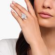Silver cocktail ring with white zirconia in different sizes from the  collection in the THOMAS SABO online store