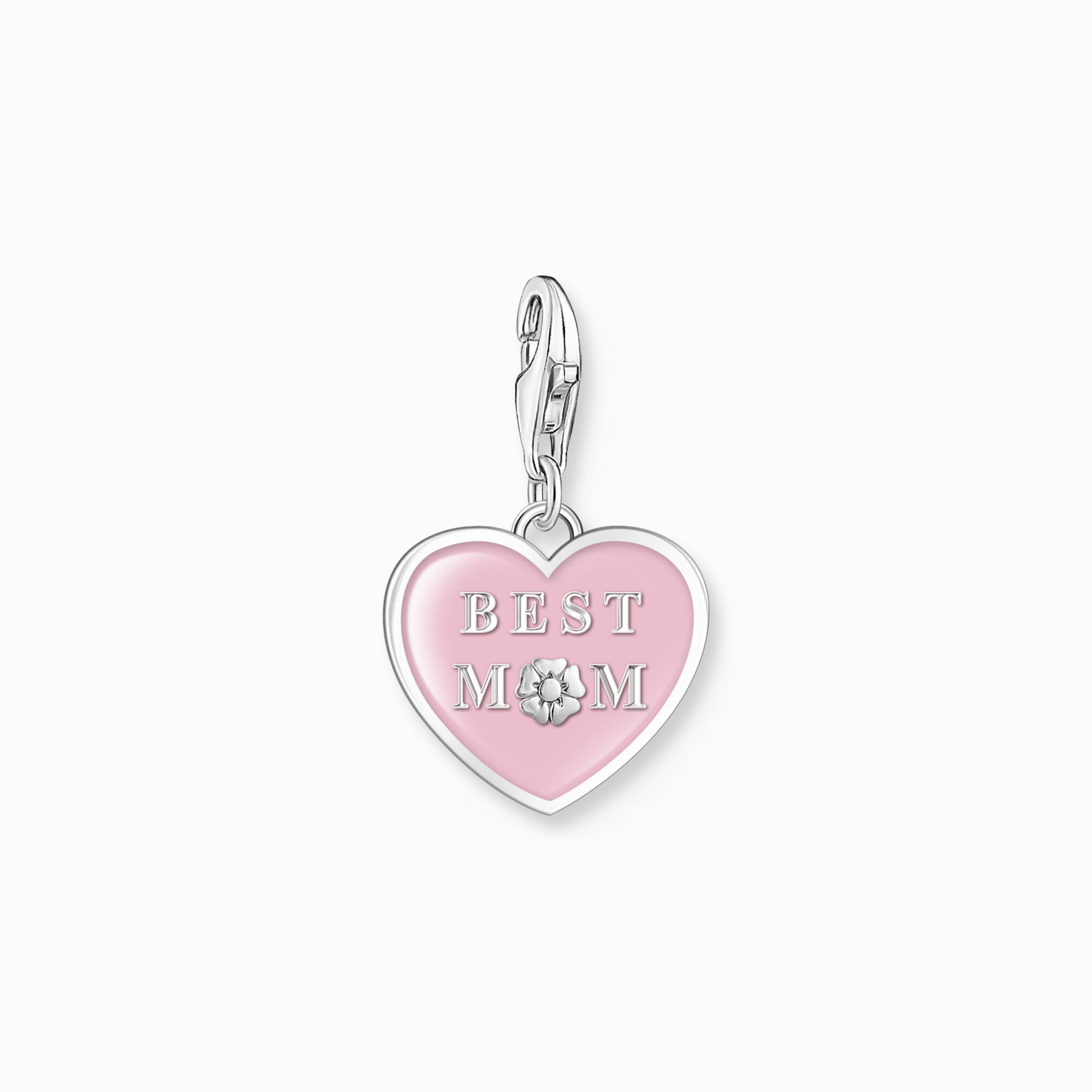 Colgante Charm coraz&oacute;n rosa con Best Mom plata de la colección Charm Club en la tienda online de THOMAS SABO