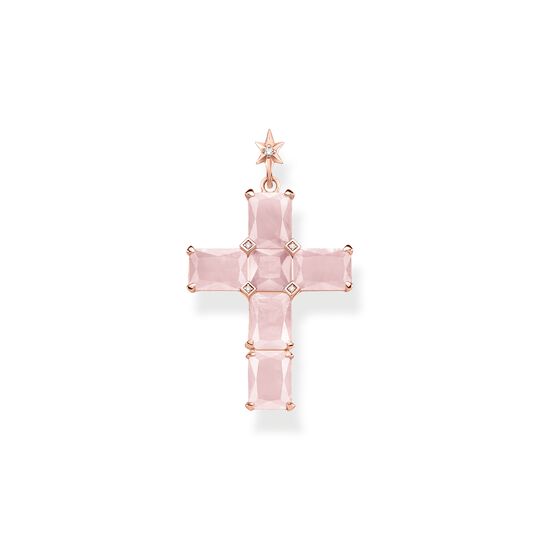 Pendant cross pink stones with star from the  collection in the THOMAS SABO online store