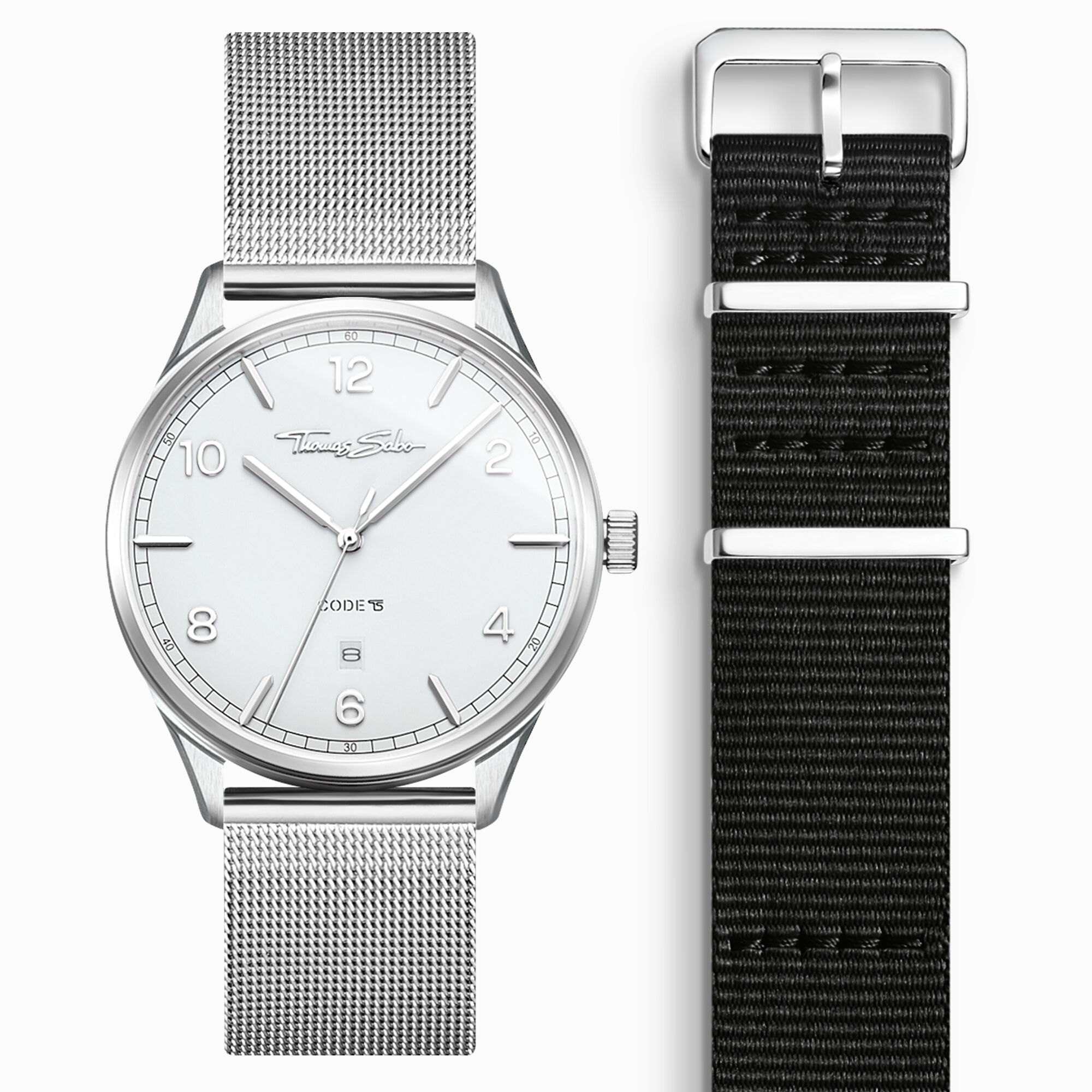 SET CODE TS white watch &amp; black strap from the  collection in the THOMAS SABO online store