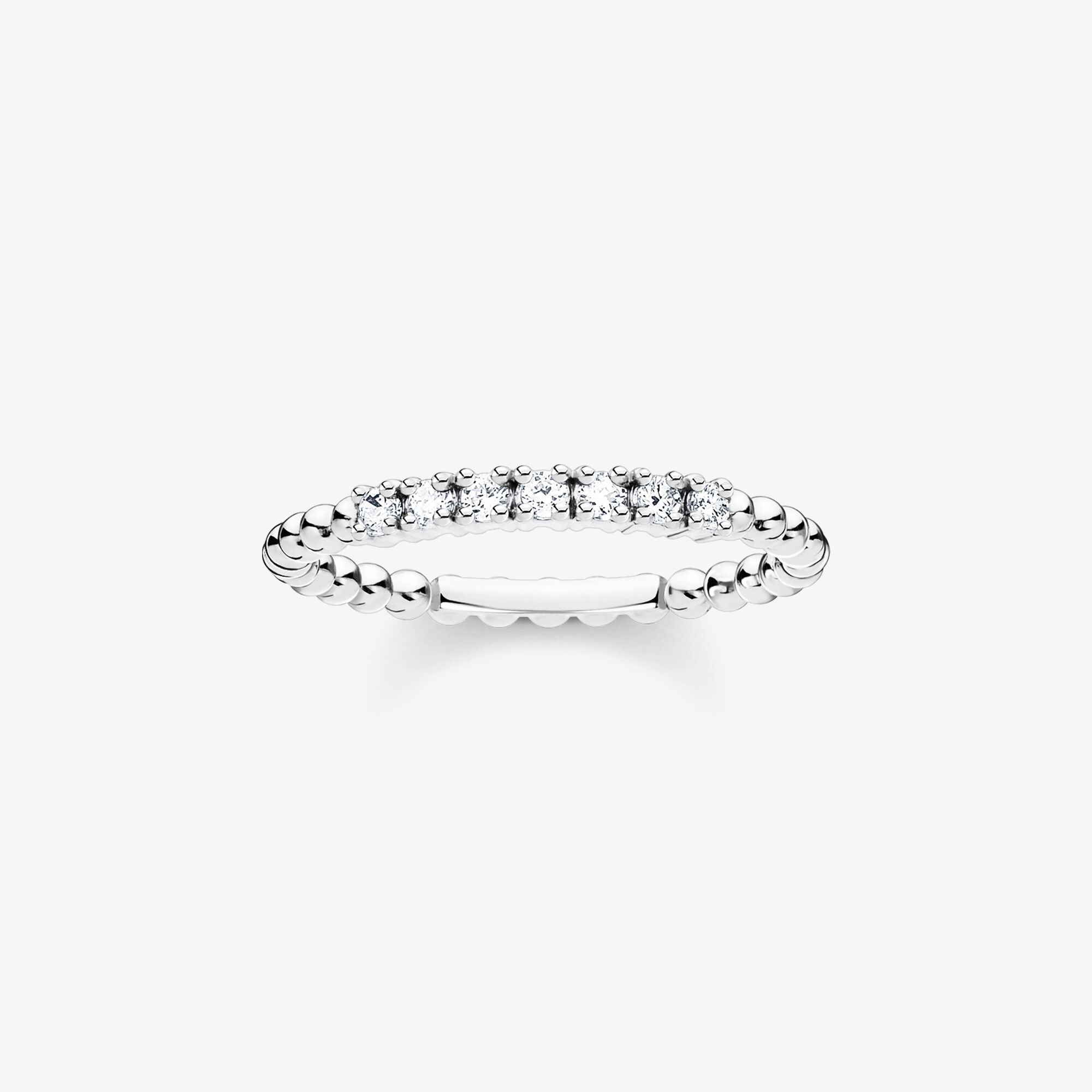 THOMAS SABO Bague perles avec pierres blanches argent, Argent sterling, Taille: 56, femme