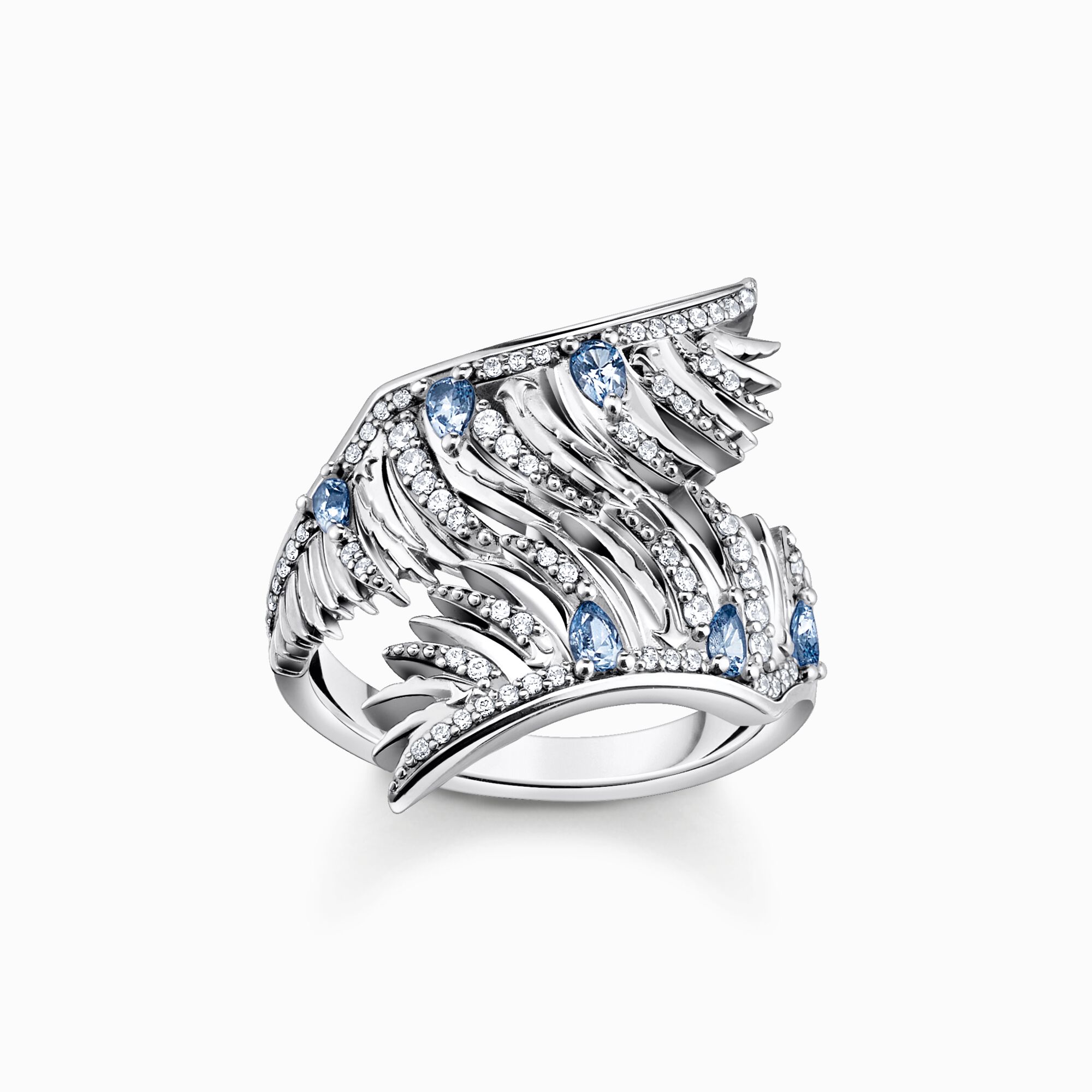 Ring phoenix wing with blue stones silver from the  collection in the THOMAS SABO online store