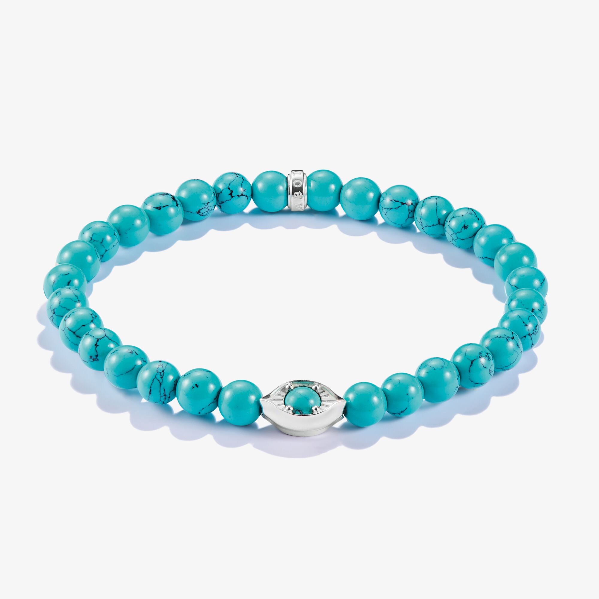 THOMAS SABO Bracelet turquoise beads oeil Elyndra argent, Argent sterling, Taille: 19 cm, femme