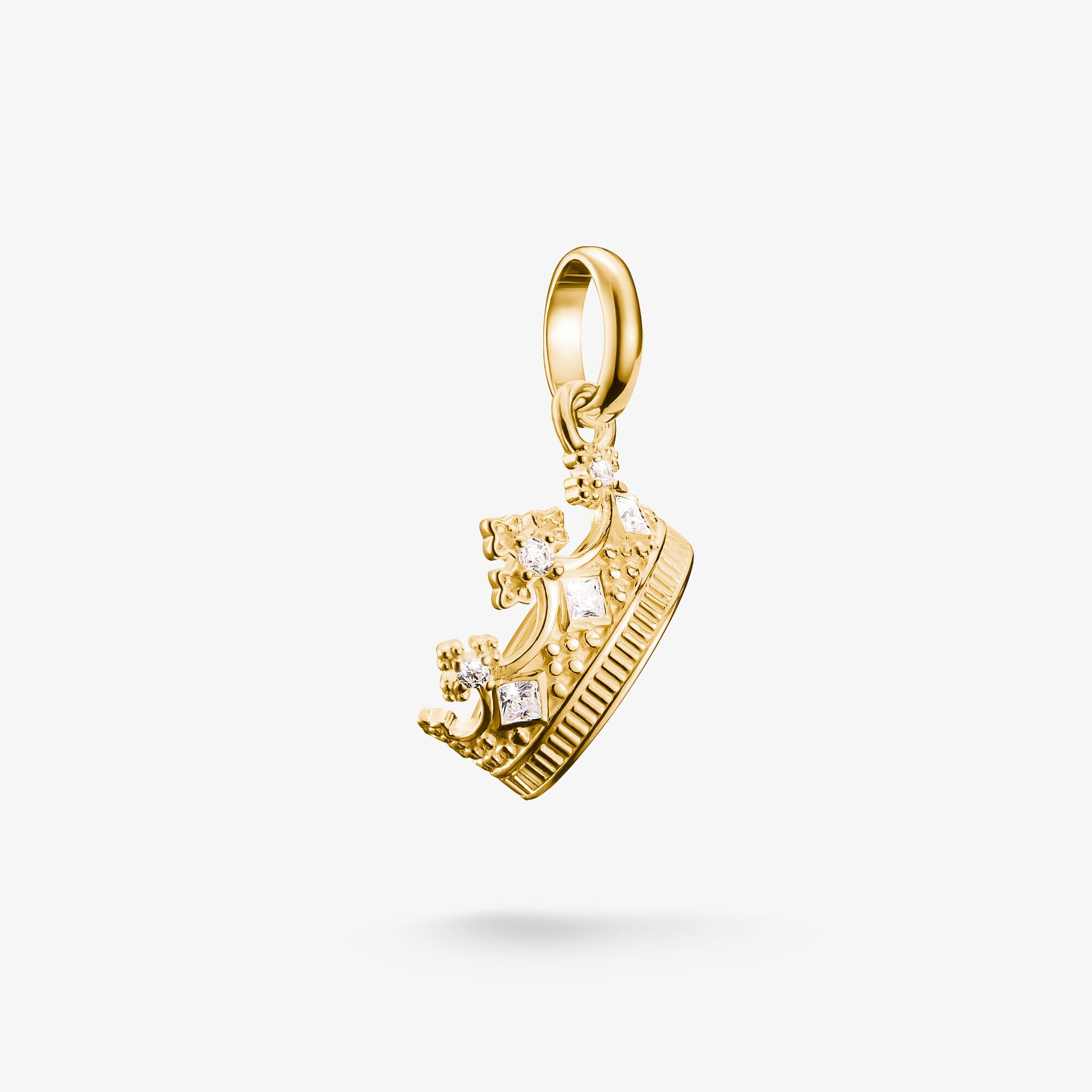 THOMAS SABO Pendentif Charm couronne avec pierres blanches Connect plaqué or, Argent sterling doré or jaune, Taille: one size, femme