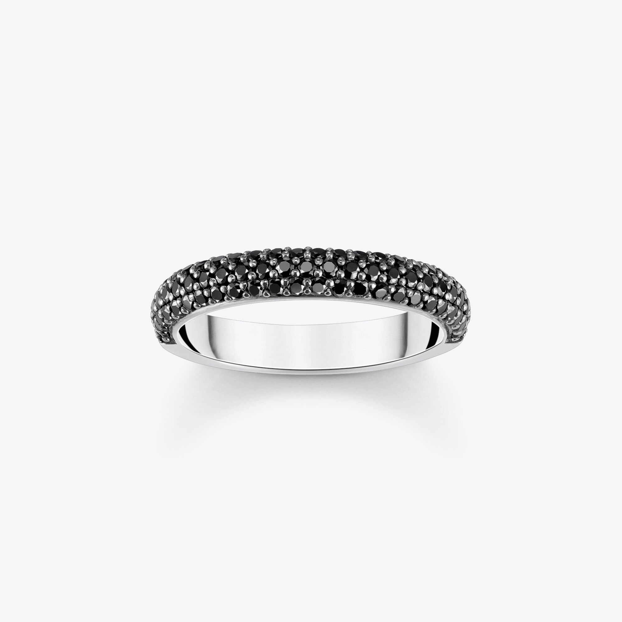 THOMAS SABO Silverbandsring med svart zirkonia och gravyr, 925 sterlingsilver, Storlek: 50, för damer