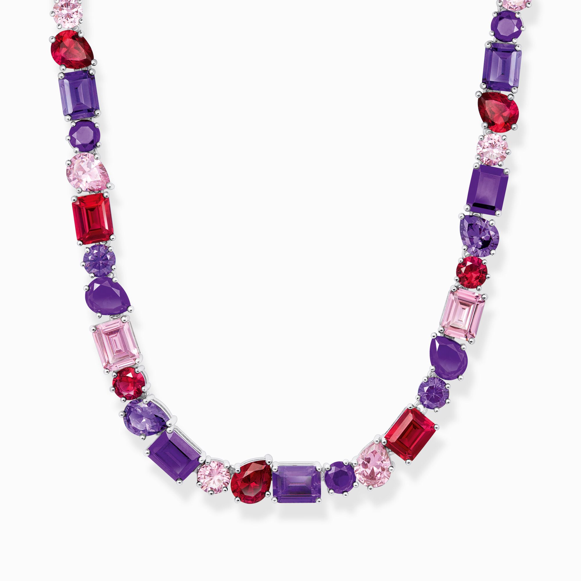 Silver choker with 43 zirconia stones in red, violet and pink from the  collection in the THOMAS SABO online store