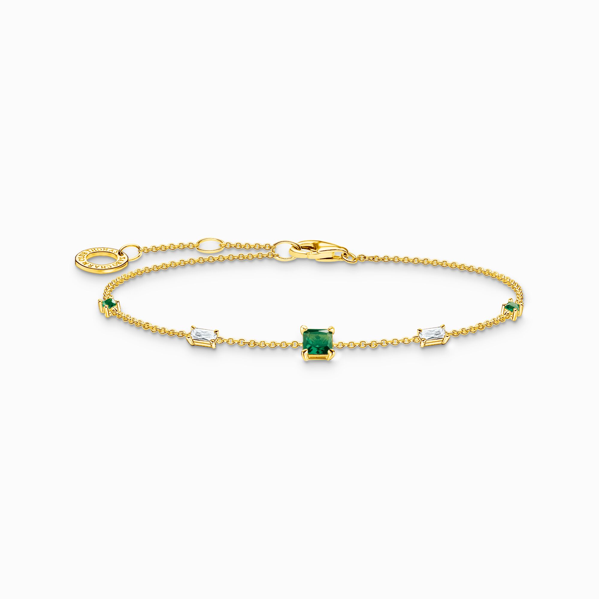Bracelet avec vertes et pierres blanches or de la collection Charming Collection dans la boutique en ligne de THOMAS SABO