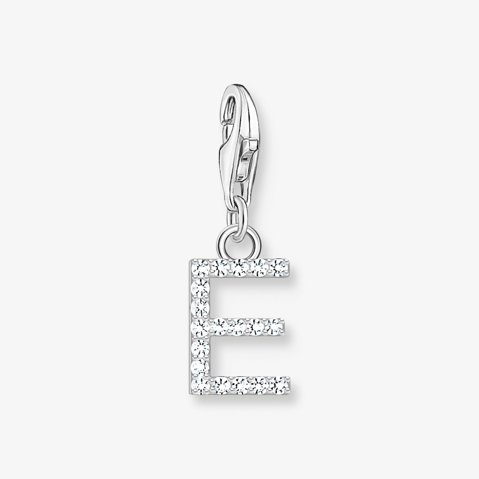THOMAS SABO Charm-hängsmycke bokstaven E med vita stenar silver, 925 sterlingsilver, Storlek: one size, för damer