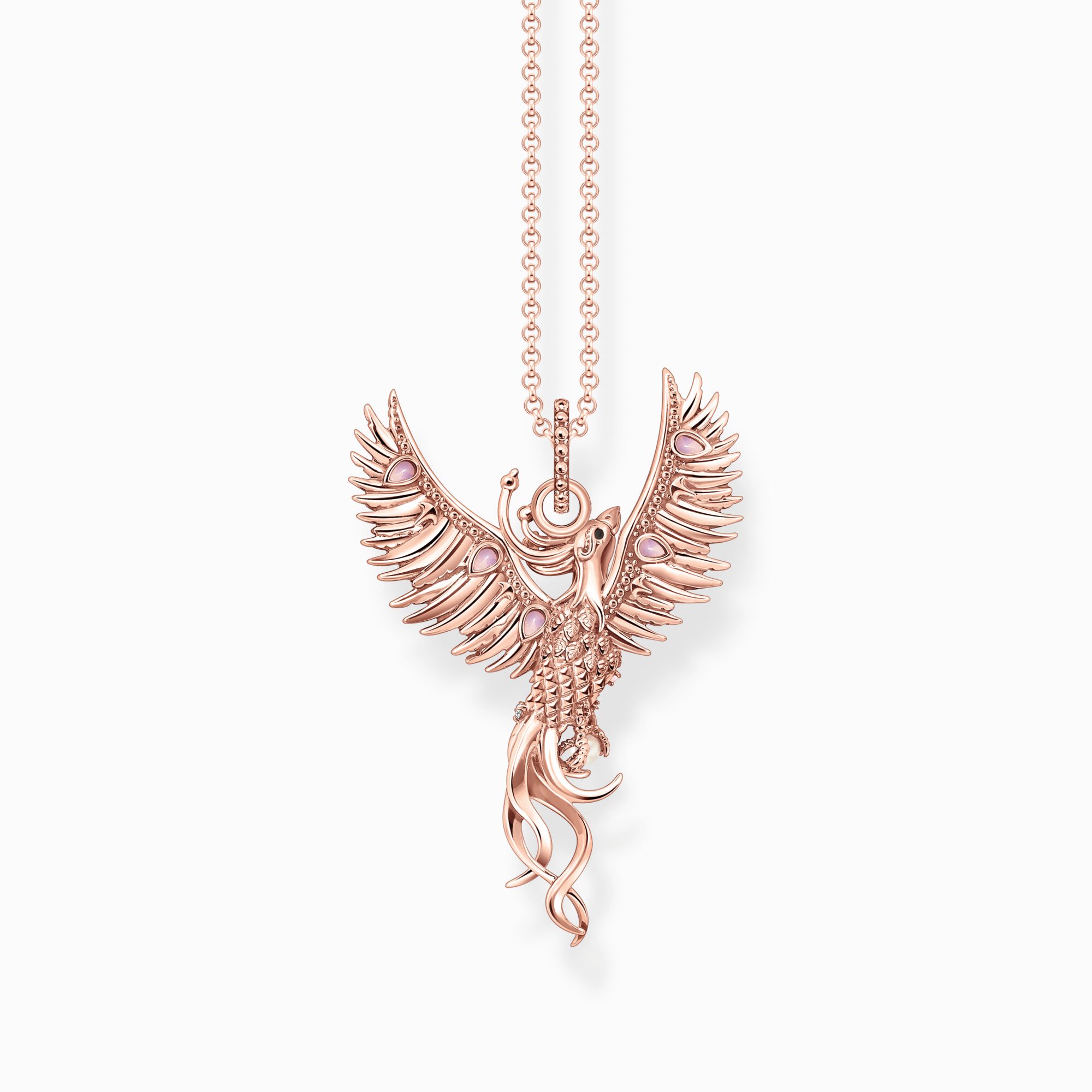 stones | various Rose-gold THOMAS necklace with plated SABO Phoenix and pendant