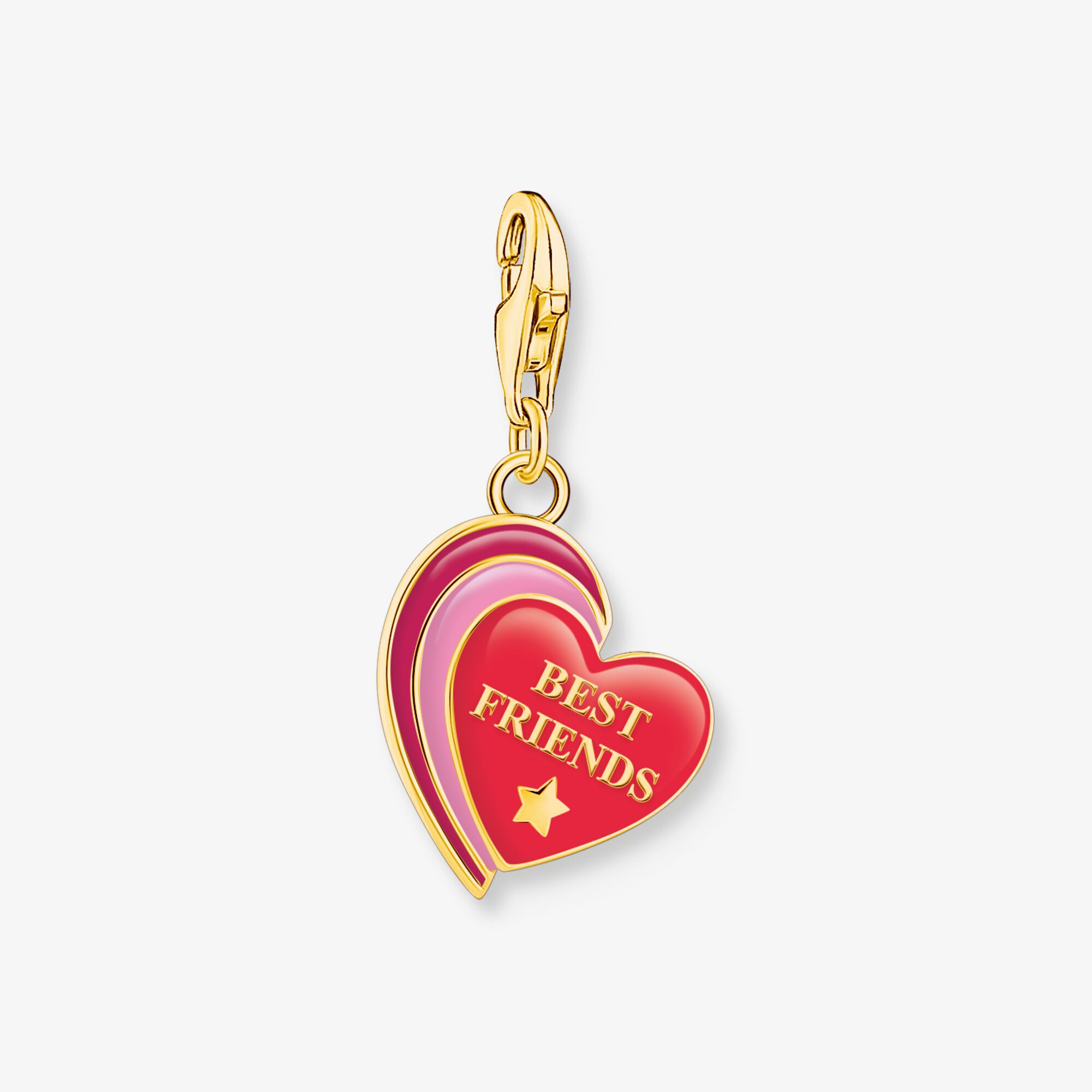 THOMAS SABO Breloque Charm cœur BEST FRIENDS plaquée or, Argent sterling doré or jaune, Taille: one size, femme