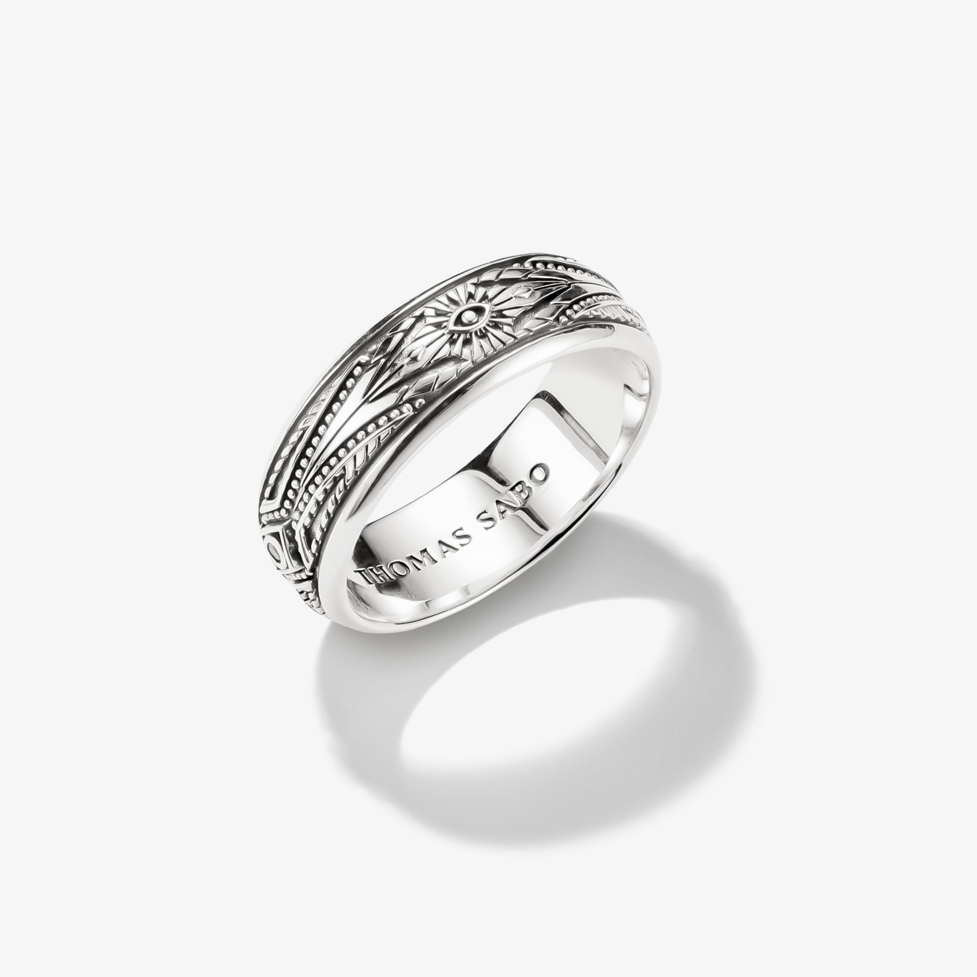 THOMAS SABO Ring mit Gravuren & weißen Zirkoniasteinen Elyndra Silber, Sterlingsilber, Größe: 56, Damen
